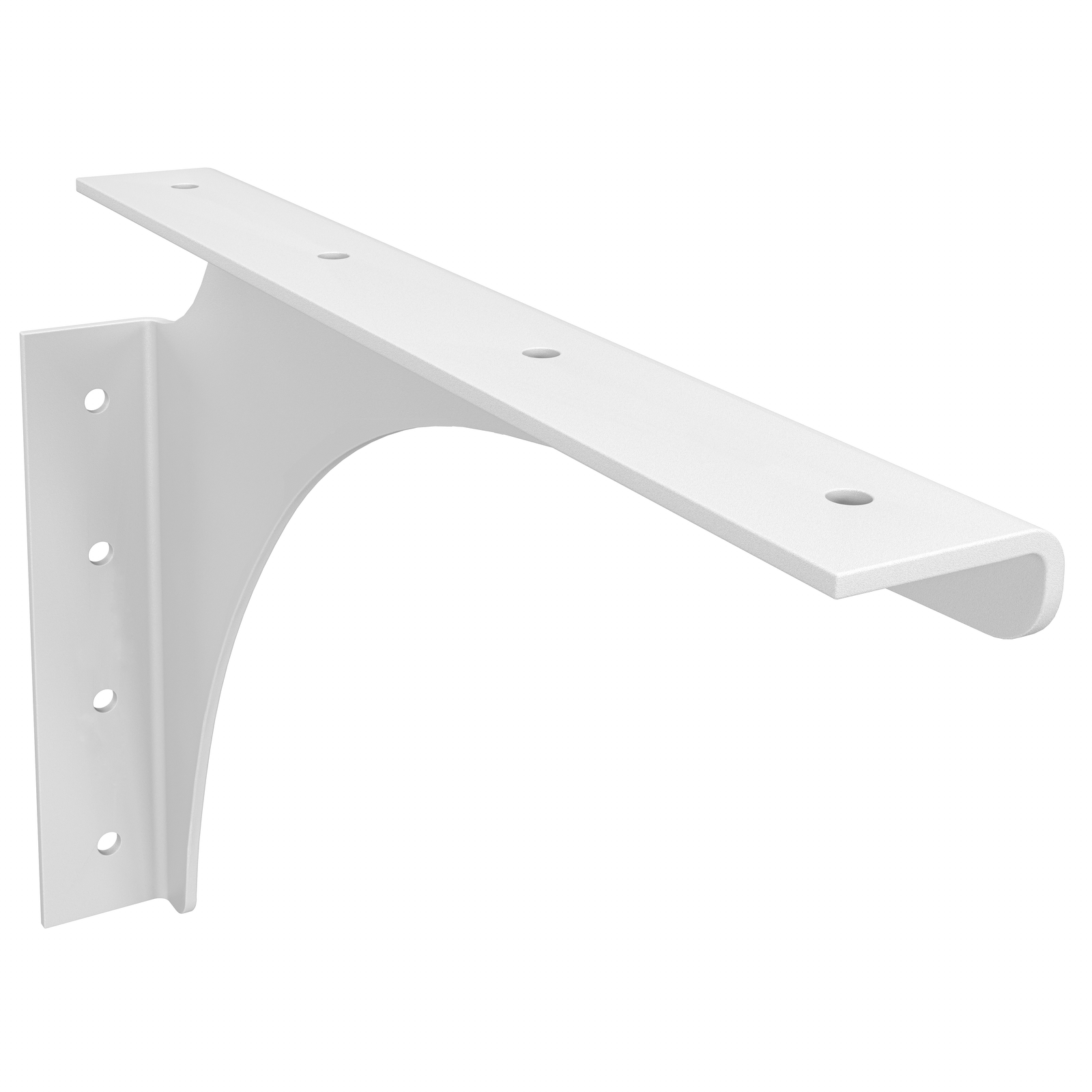 12 X 8 RIGHT HAND WALL BENCH BRACKET MATTE WHITE POWDER COAT FINISH VIEW1