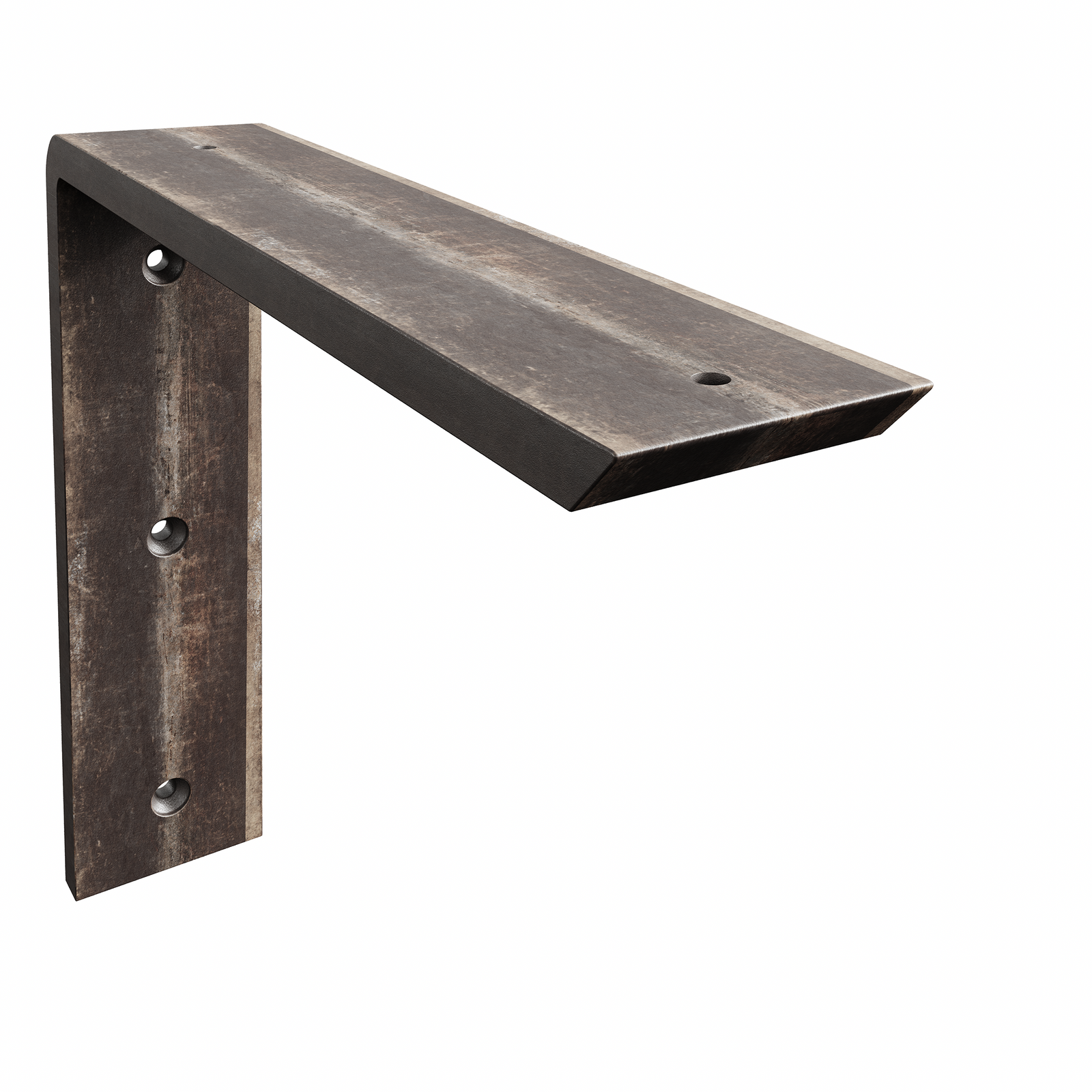 12 x 10-inch Standard Front Mount Countertop L Bracket in raw steel finish.