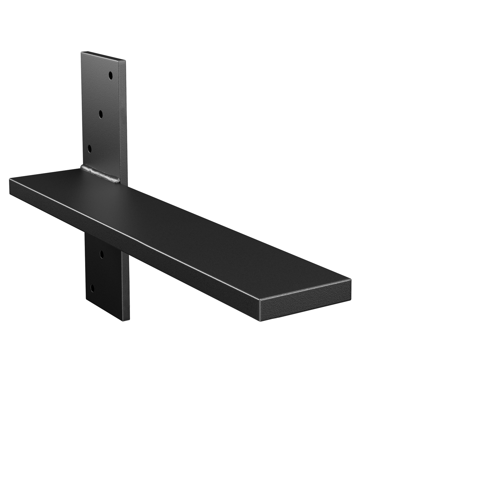 13.5" Deep Hidden Stud Mount Floating Bench Bracket Matte Black Powder Coat Finish