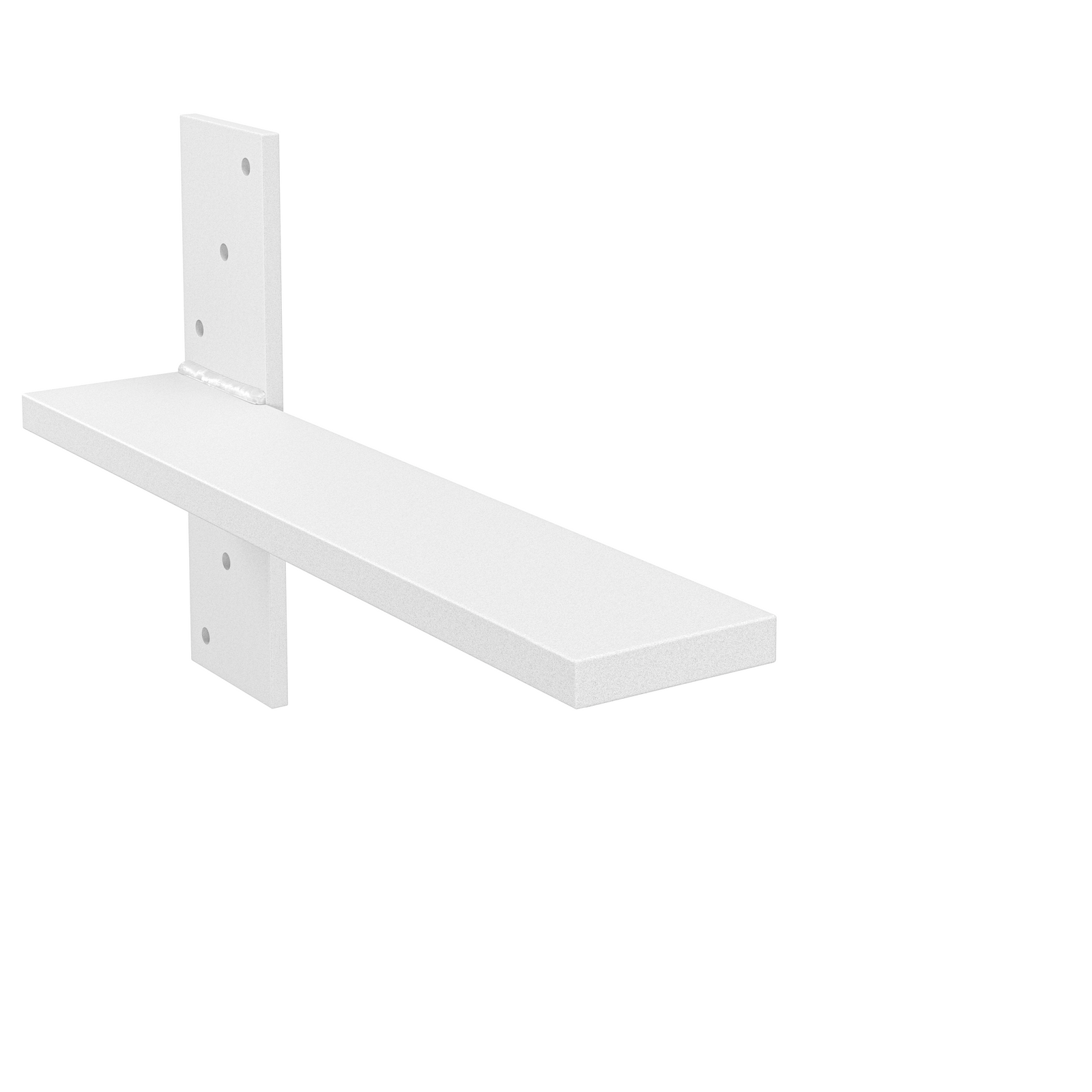 13.5" Deep Hidden Stud Mount Floating Bench Bracket Matte White Powder Coat Finish