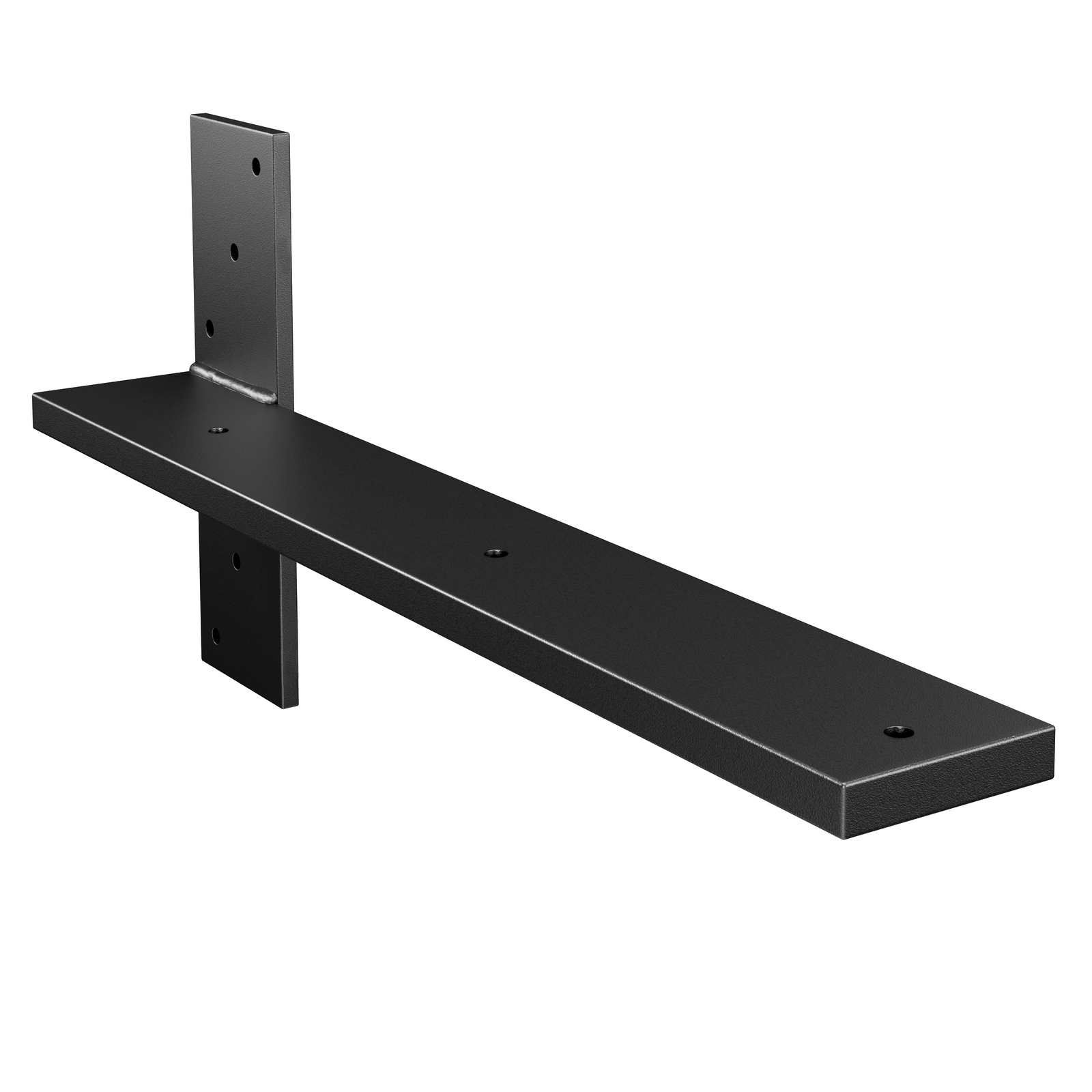 17.5-inch hidden stud mount floating countertop bracket in matte black powder coat finish.