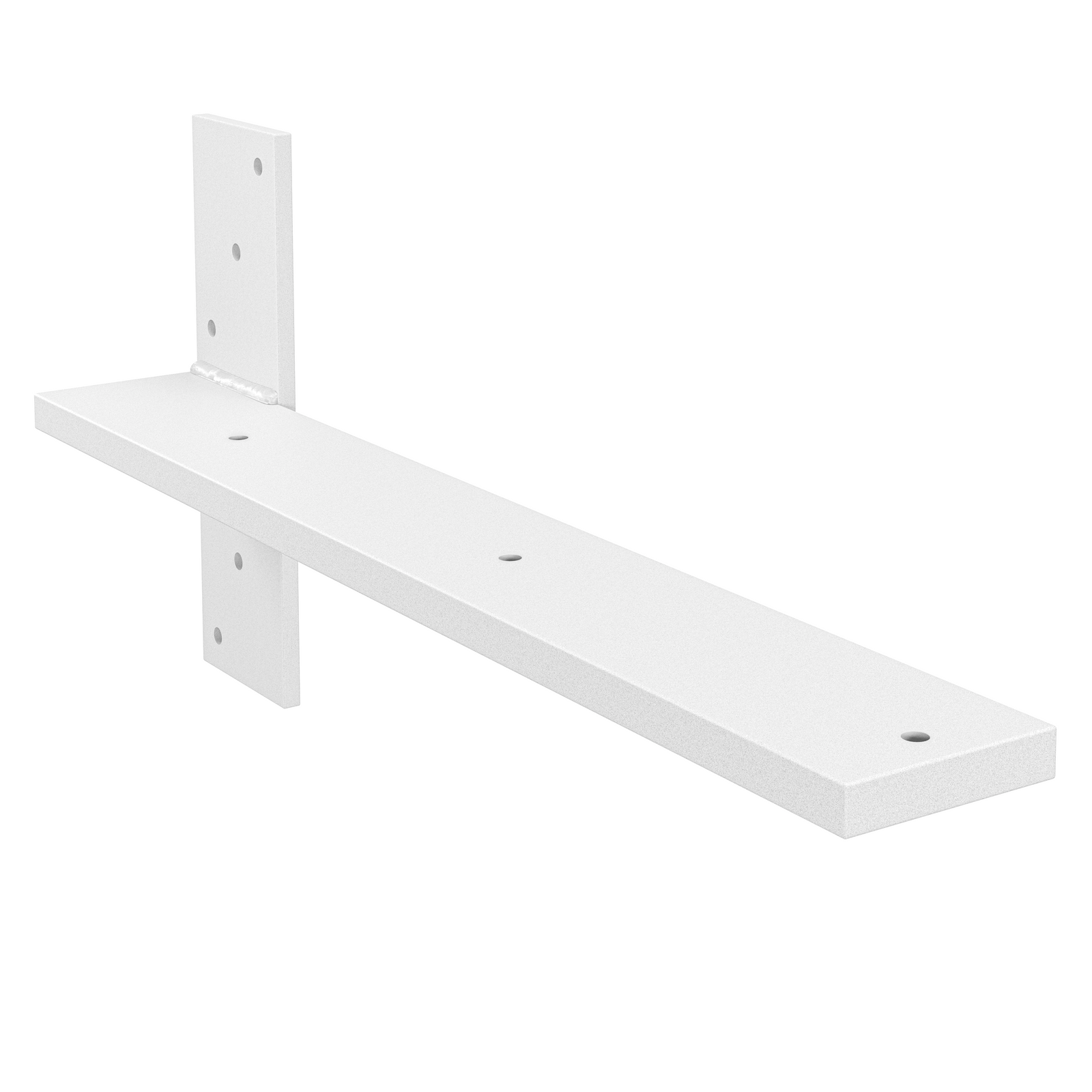 17.5-inch hidden stud mount floating countertop bracket in white powder coat finish.