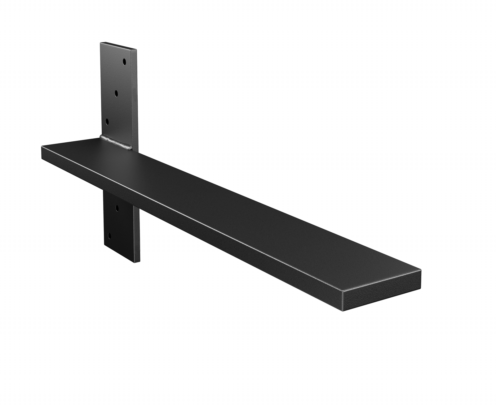 17.5" Deep Hidden Stud Mount Floating Bench Bracket Matte Black Powder Coat Finish