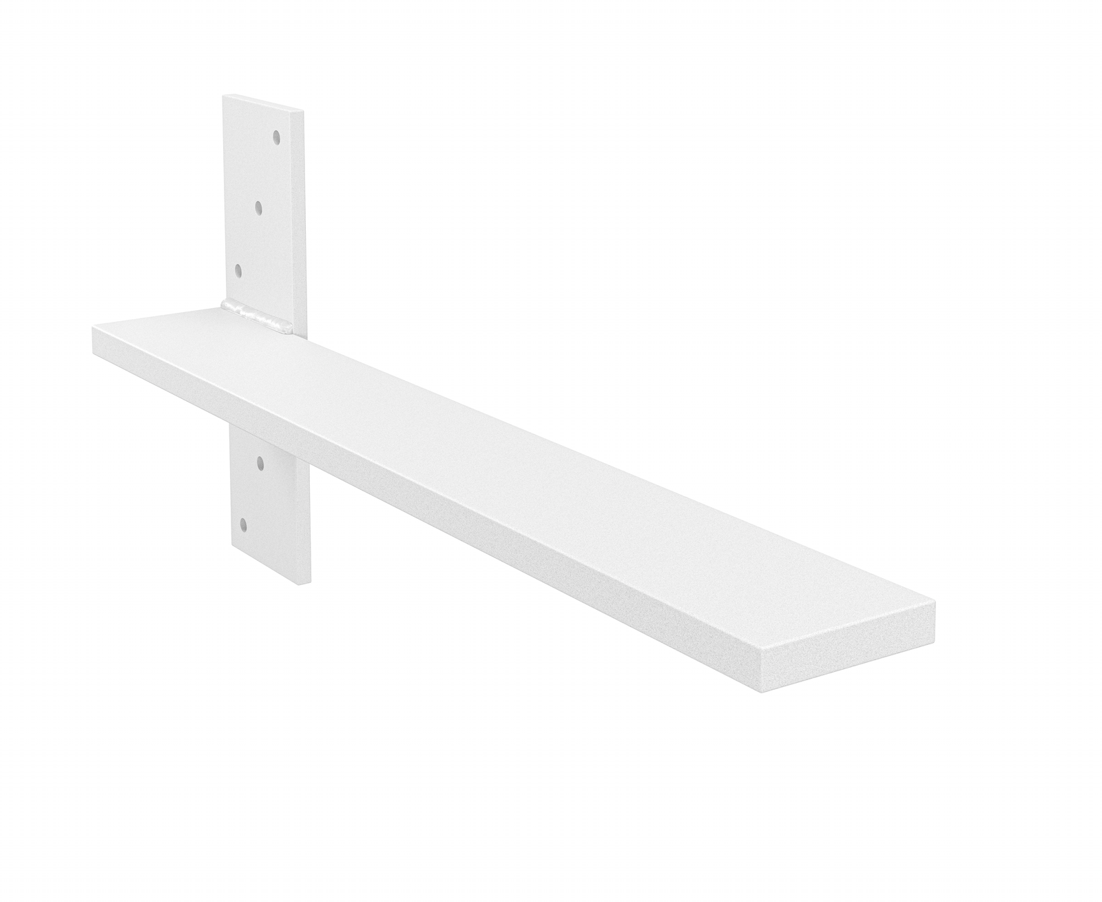 17.5" Deep Hidden Stud Mount Floating Bench Bracket Matte White Powder Coat Finish