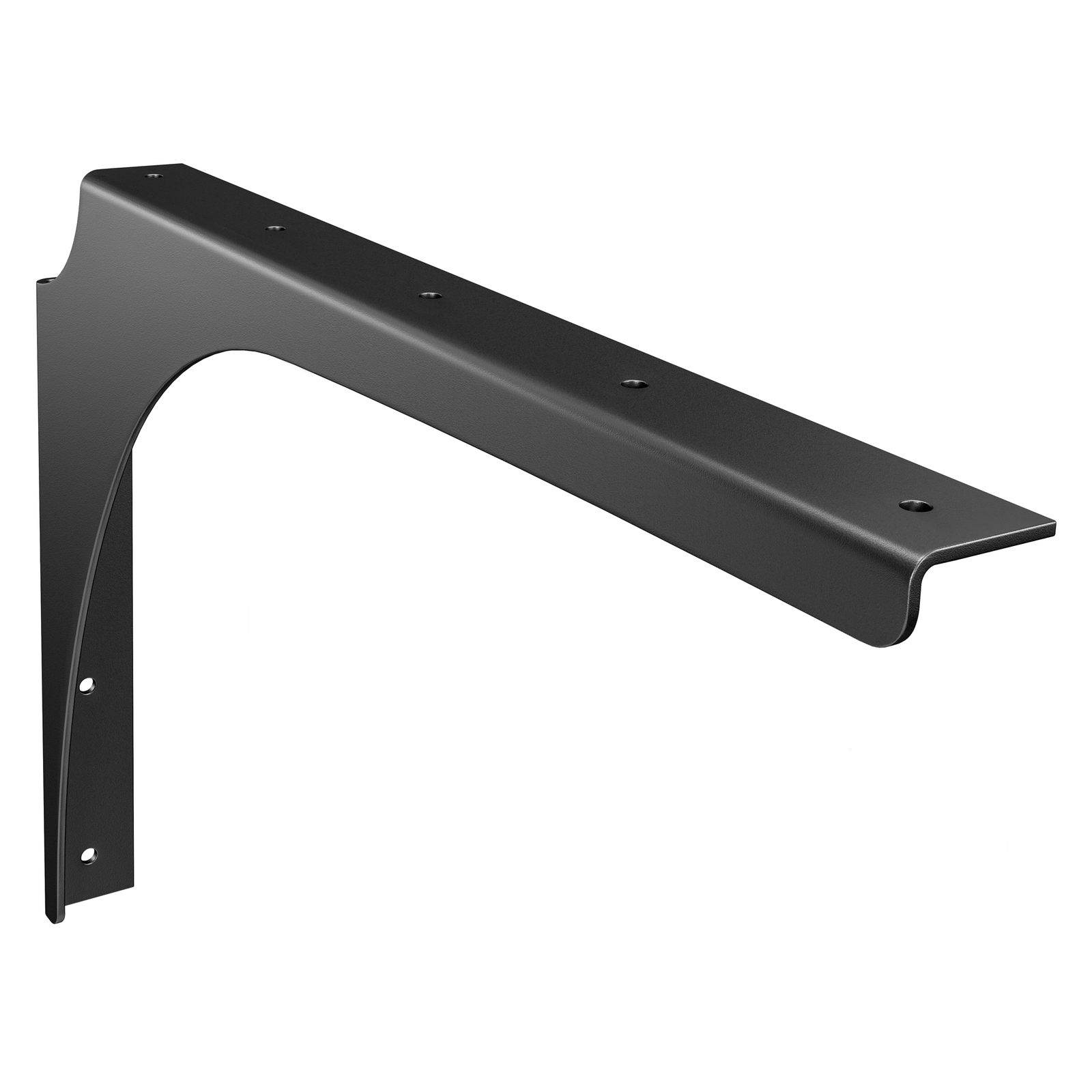18" X 12" Left Hand Wall Mount Bench Bracket with Matte Black Powder Coat Finish View 1