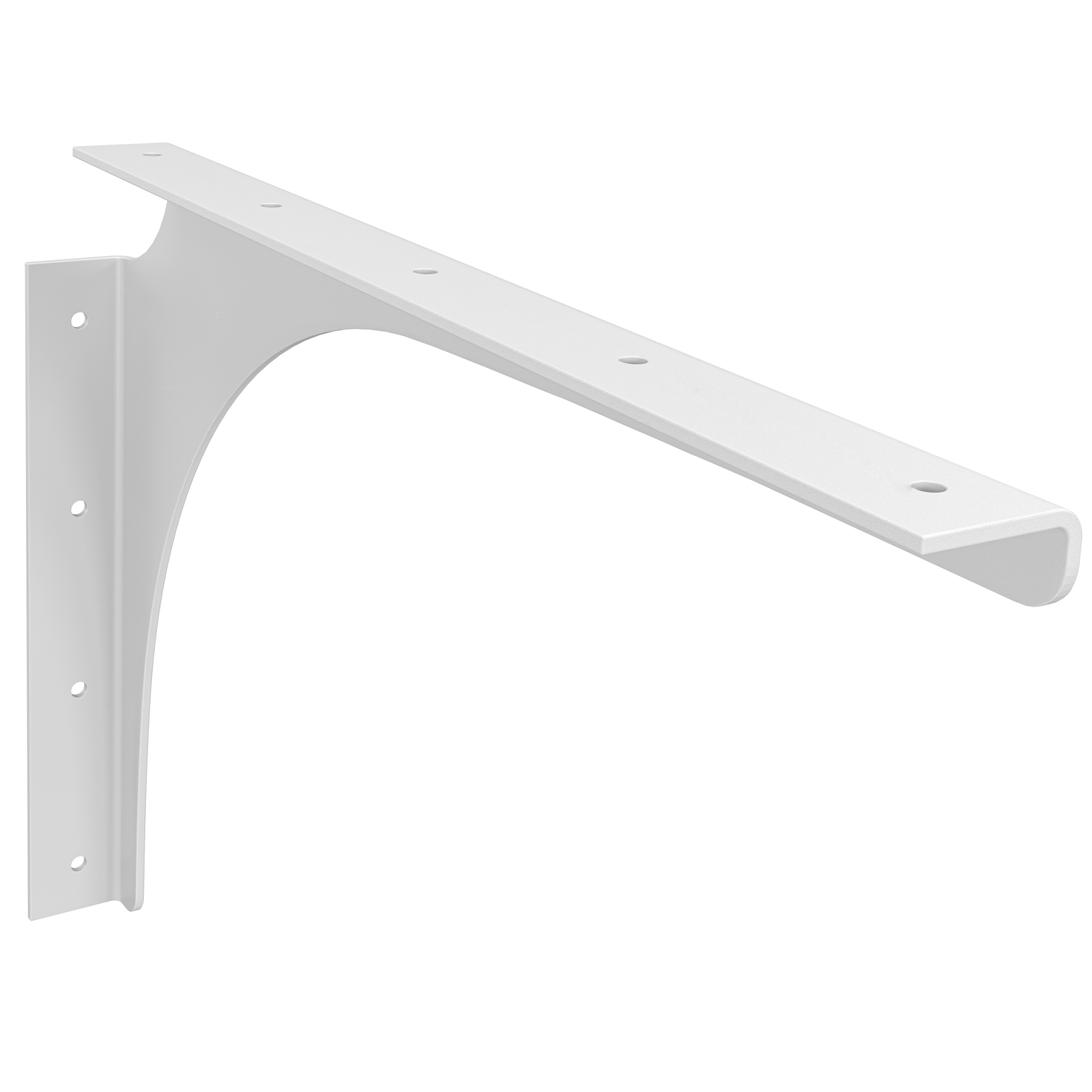 18 X 12 RIGHT HAND WALL BENCH BRACKET MATTE WHITE POWDER COAT FINISH VIEW1