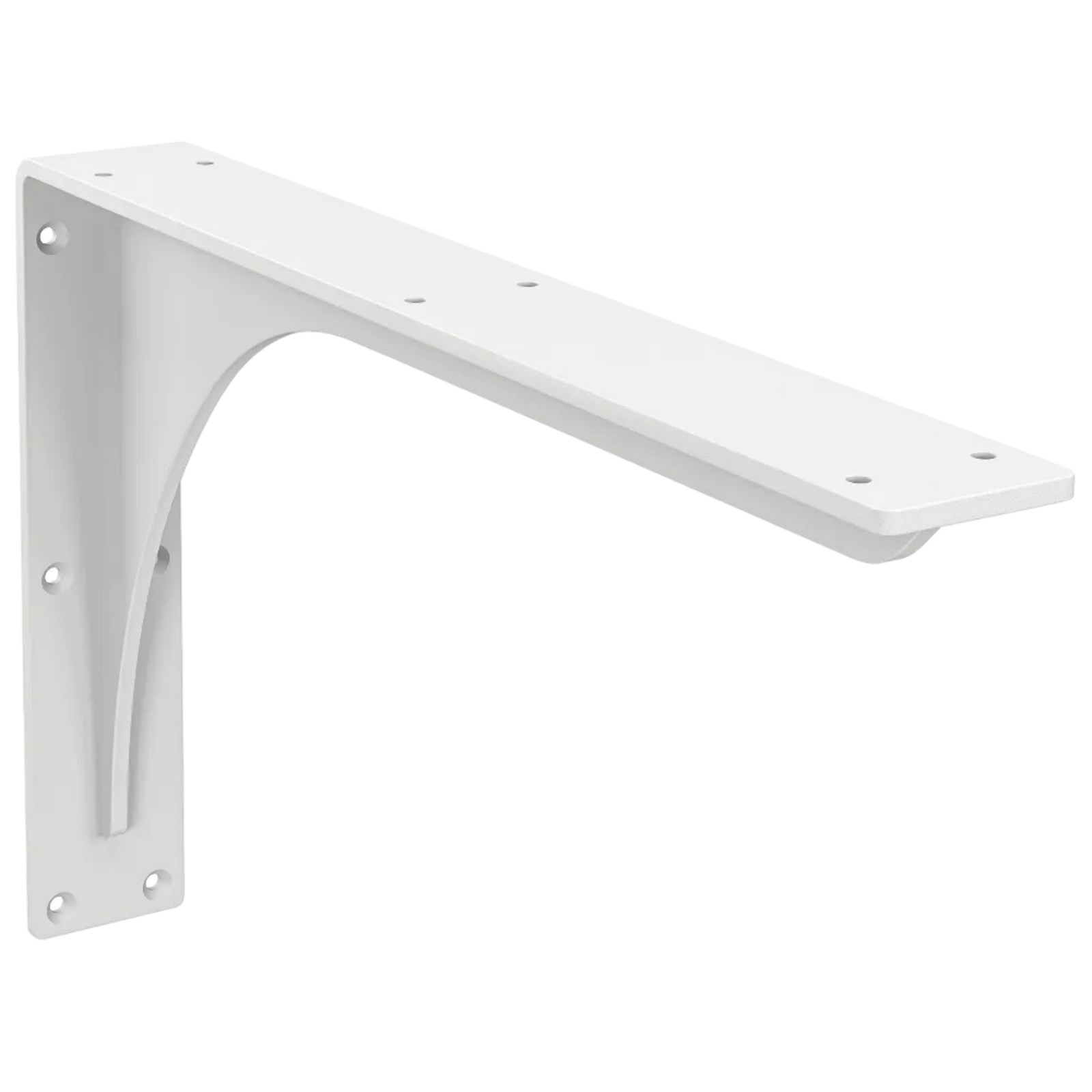 20-inch x 12-inch heavy-duty front mount countertop support bracket with gusset in white powder coat finish.
