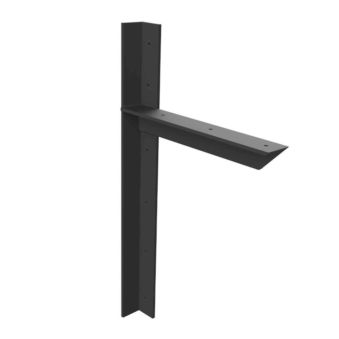 12" X 24" Left Hand Wall Heavy Duty Vanity Bracket with Matte Black Powder Coat Finish.