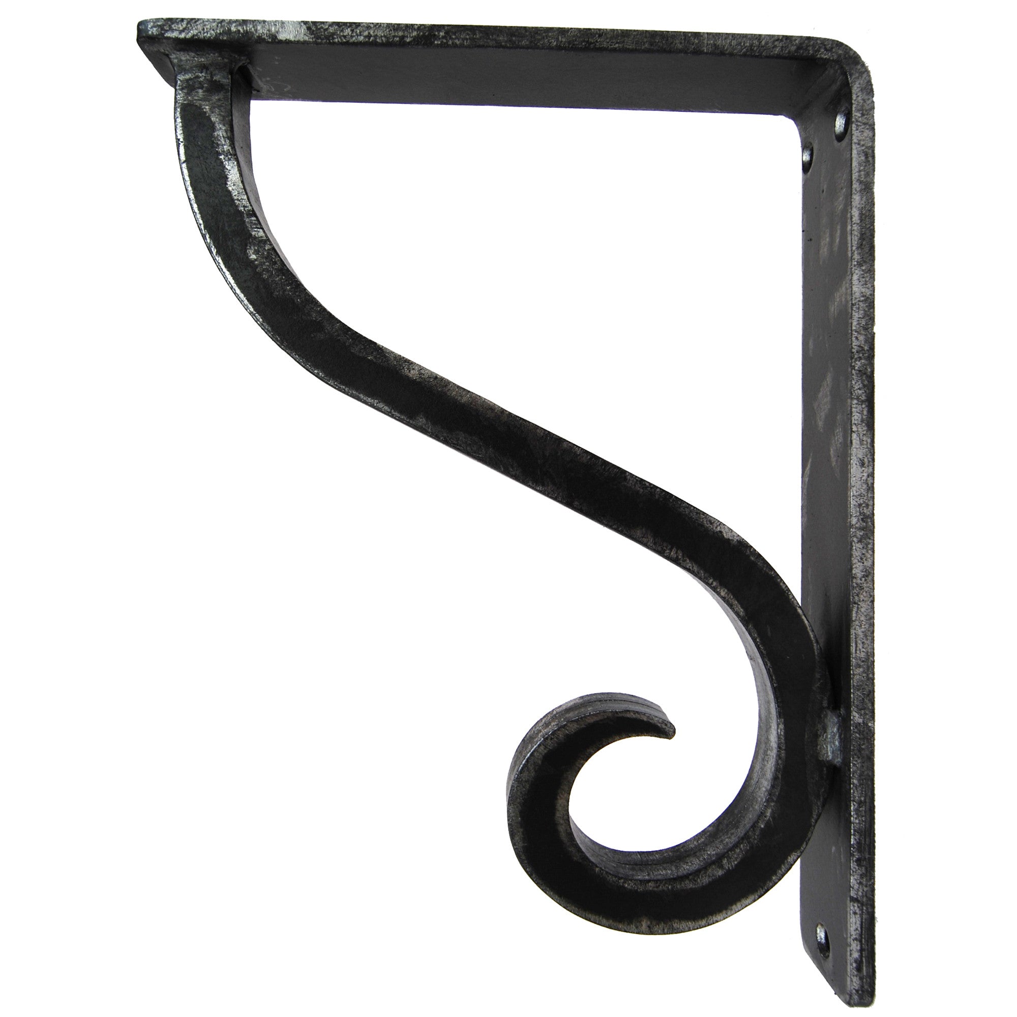 Pictured is the 1.5-inch wide camden iron corbel with antique pewter finish.