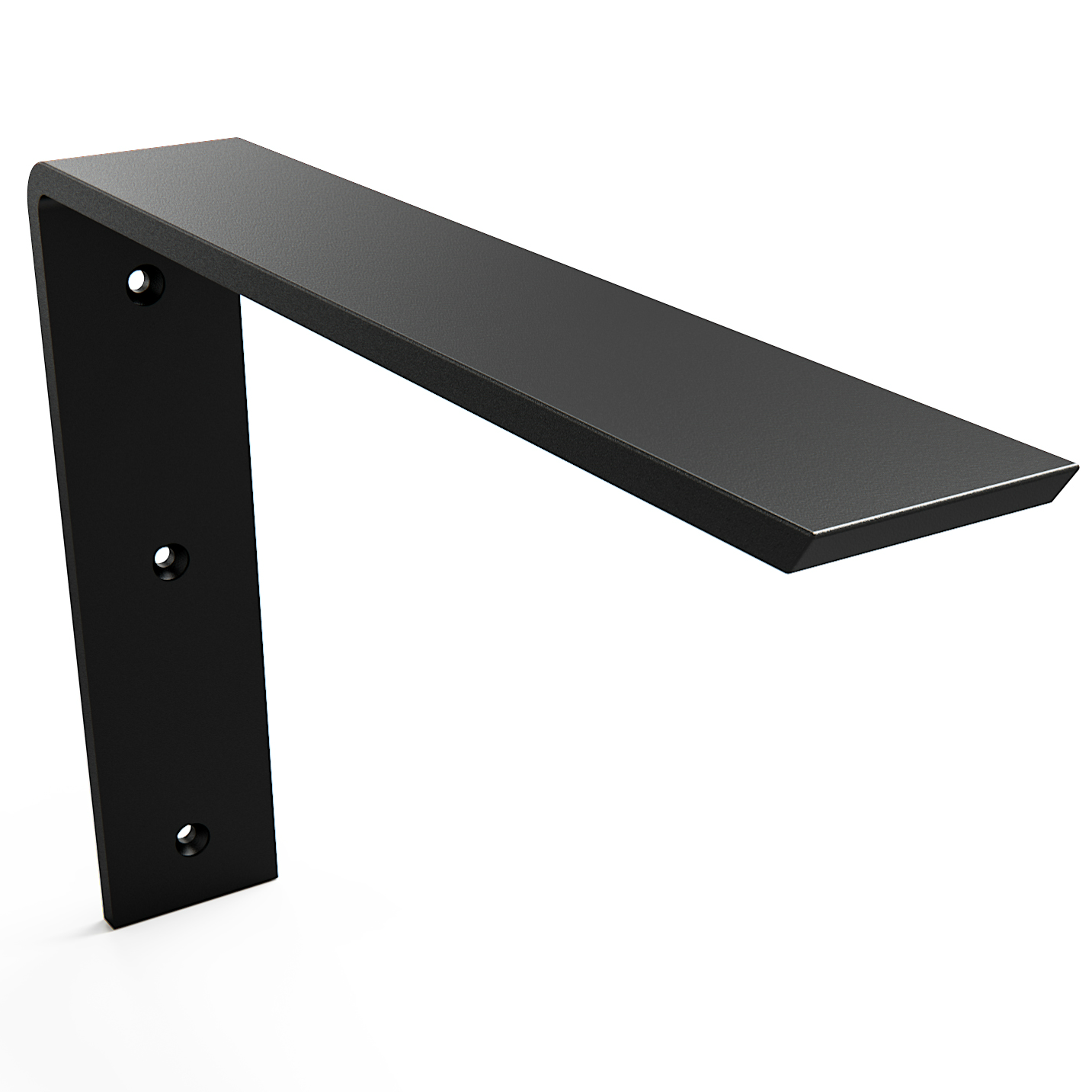 Standard Front Mount Countertop L Bracket in sleek black finish. Versatile support for various applications.