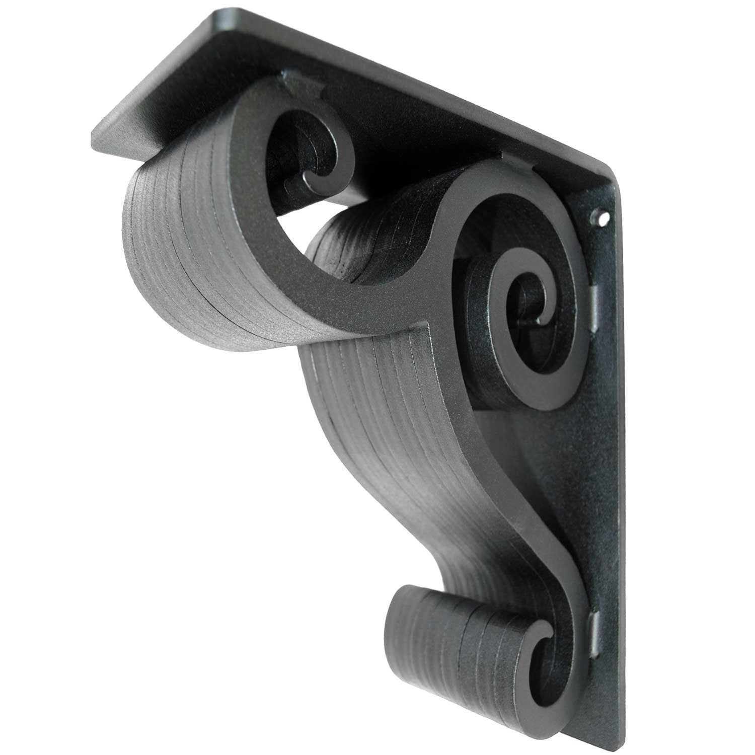 This is our massive 4-inch wide linley corbel with a timeless black iron finish.