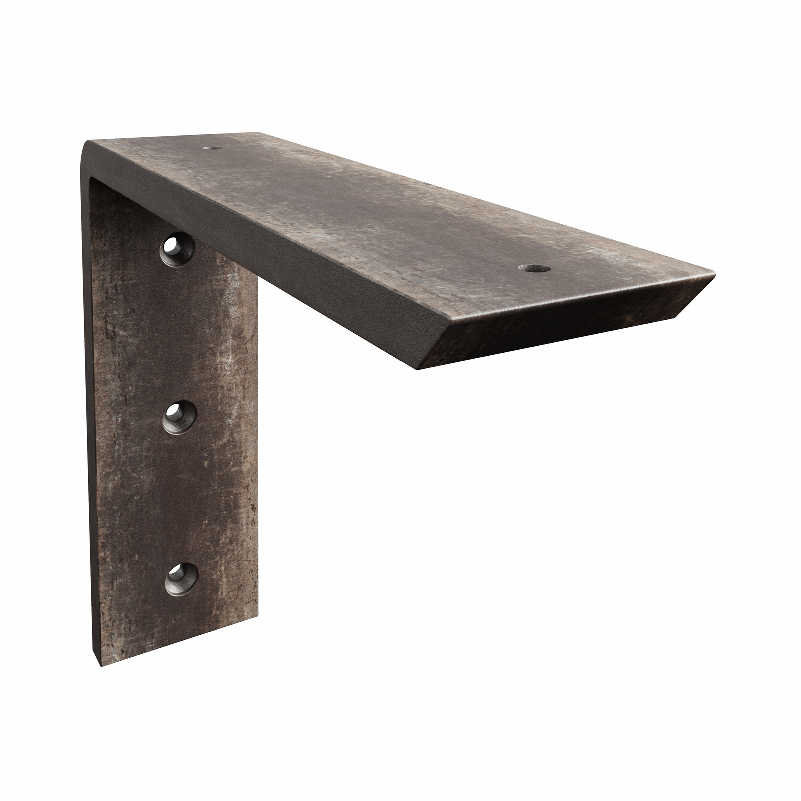 10 x 8-inch Standard Front Mount Countertop L Bracket in raw steel finish.