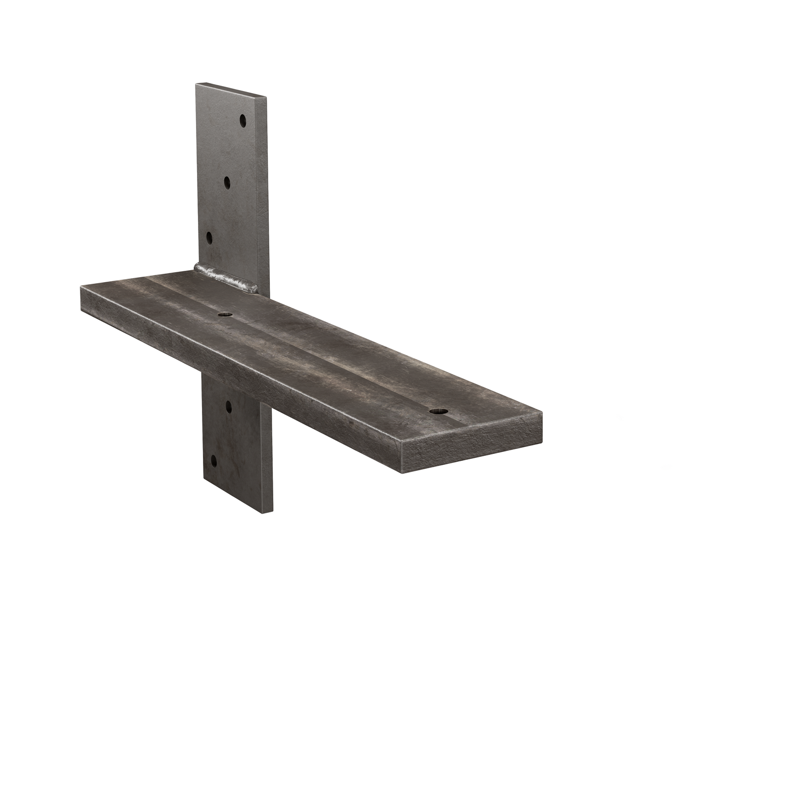 11.5-inch hidden stud mount floating countertop bracket in raw unfinished steel.