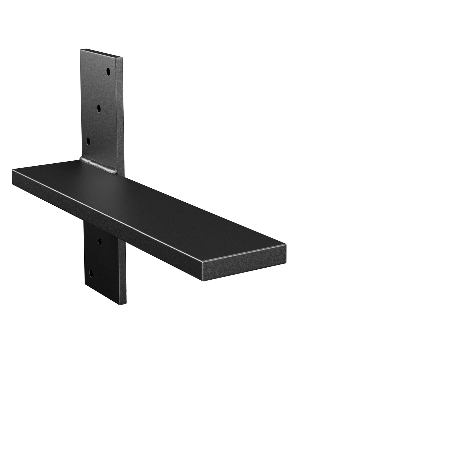 11.5" Deep Hidden Stud Mount Floating Bench Bracket Matte Black Powder Coat Finish