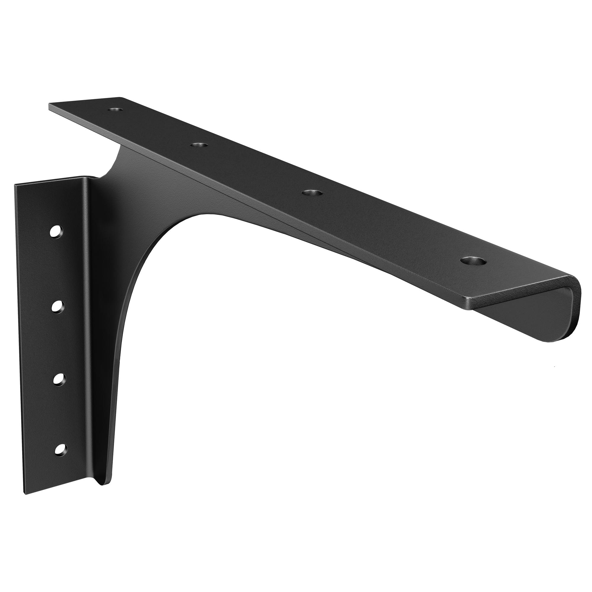 12" X 8" Right Hand Wall Mount Bench Bracket with Matte Black Powder Coat Finish View 1