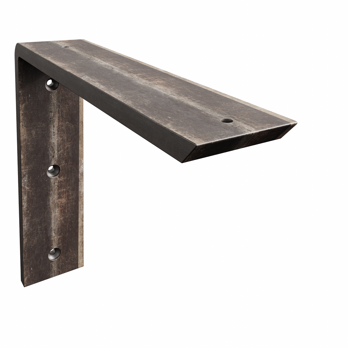 12 x 10-inch Standard Front Mount Countertop L Bracket in raw steel finish.