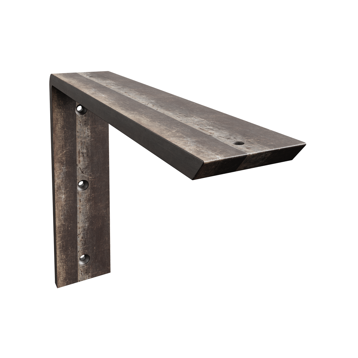 14 x 10-inch Standard Front Mount Countertop L Bracket in raw steel finish.