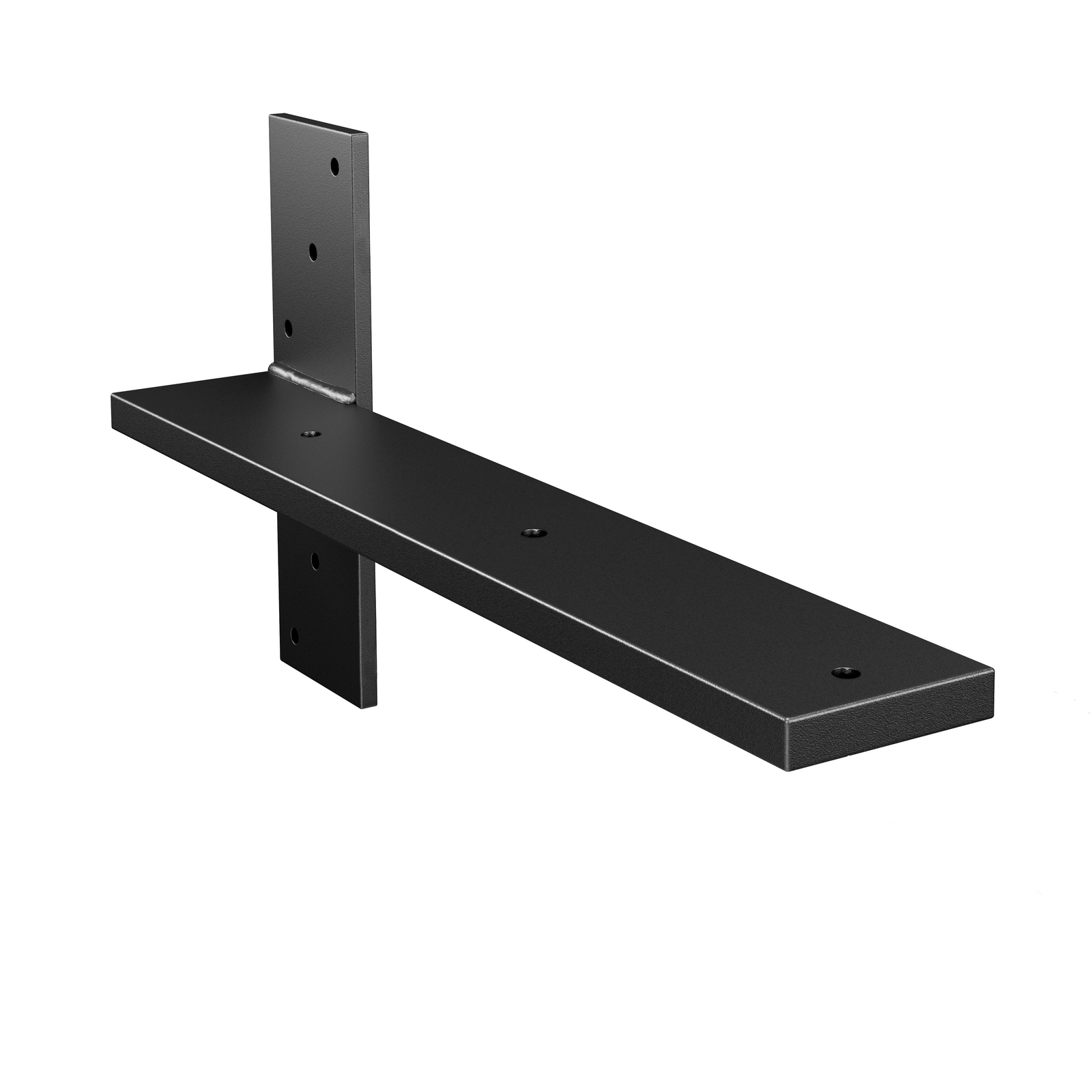 15.5-inch hidden stud mount floating countertop bracket in matte black powder coat finish.