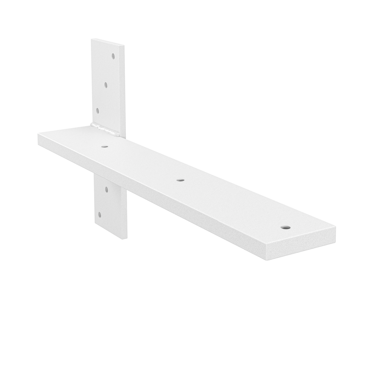 15.5-inch hidden stud mount floating countertop bracket in white powder coat finish.