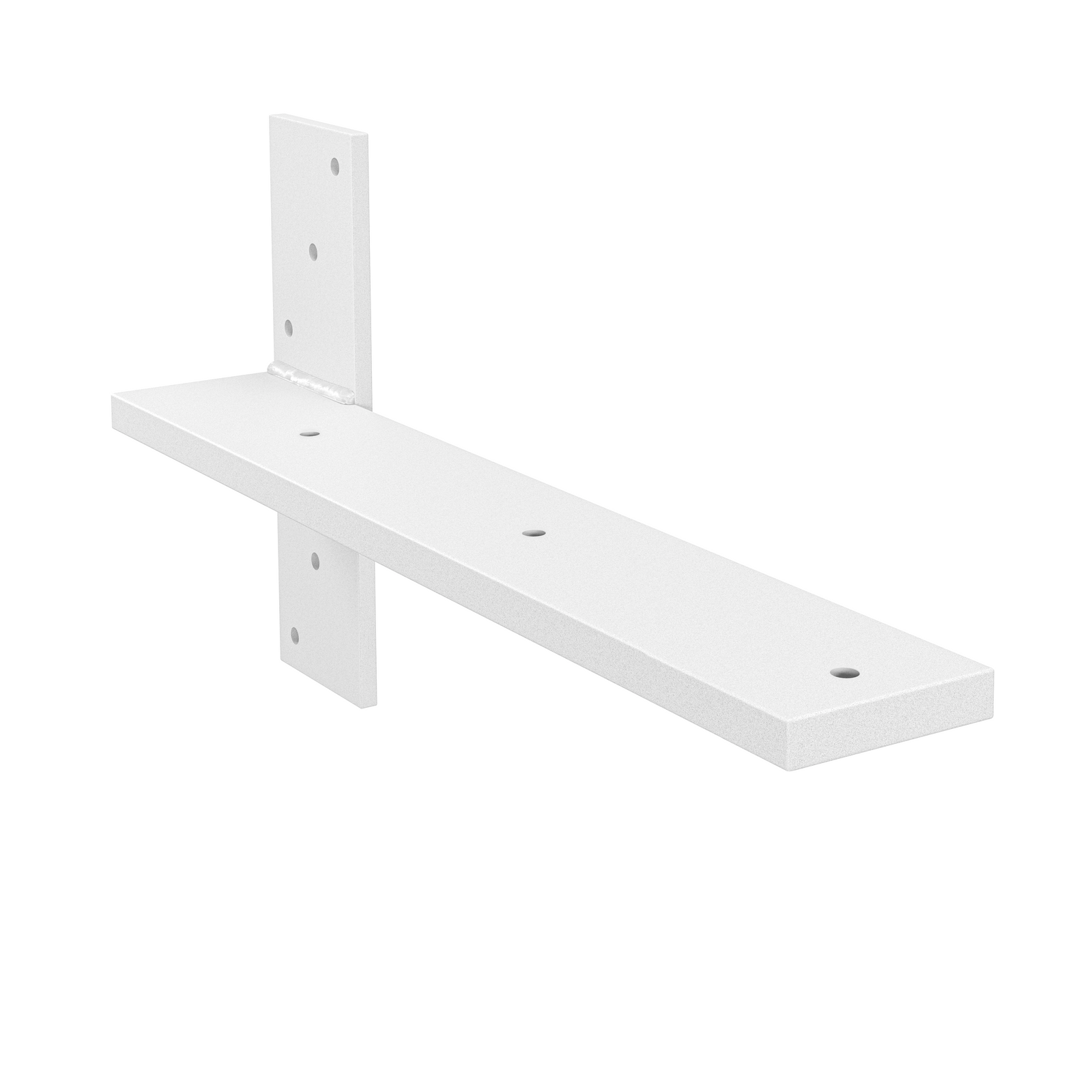 15.5-inch hidden stud mount floating countertop bracket in white powder coat finish.