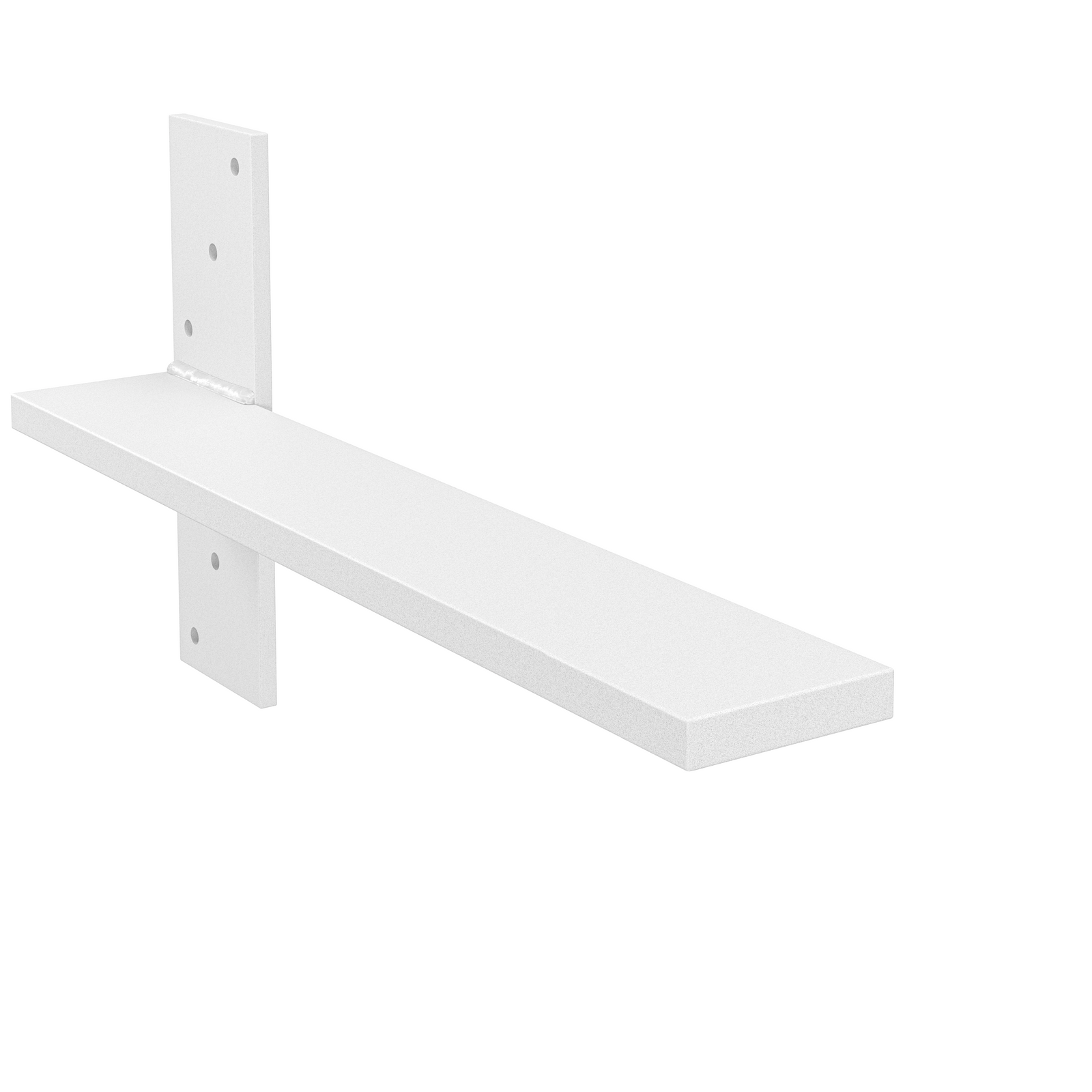 15.5" Deep Hidden Stud Mount Floating Bench Bracket Matte White Powder Coat Finish
