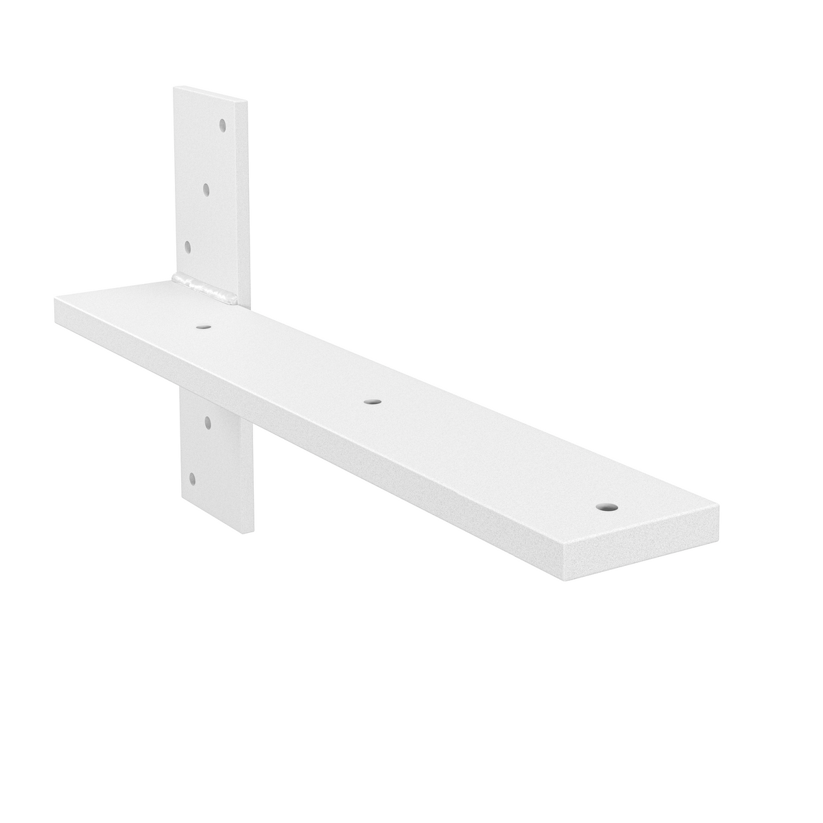 15.5-Inch Deep Hidden Stud Mount Floating Bench Bracket Matte White Powder Coat Finish