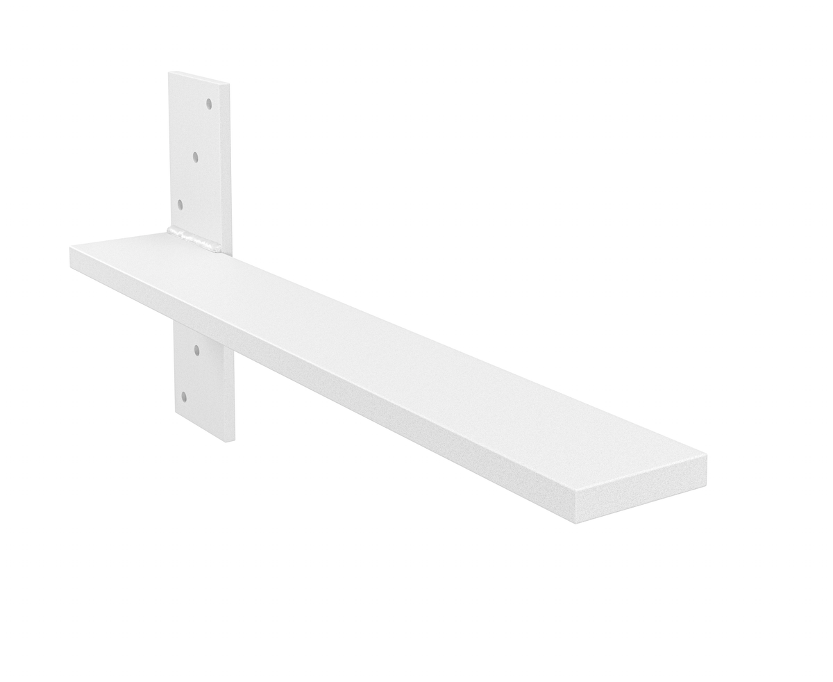 17.5" Deep Hidden Stud Mount Floating Bench Bracket Matte White Powder Coat Finish