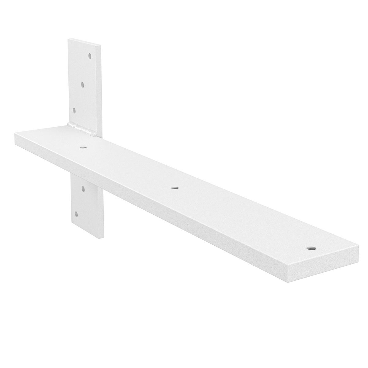 17.5-Inch Deep Hidden Stud Mount Floating Bench Bracket Matte White Powder Coat Finish