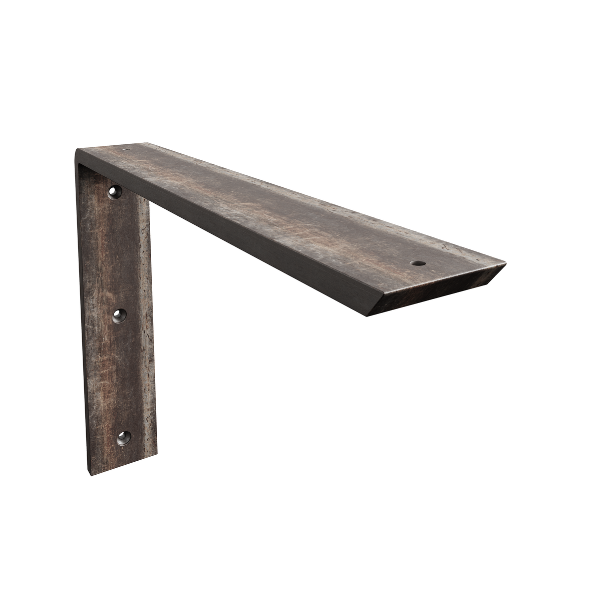18 x 12-inch Standard Front Mount Countertop L Bracket in raw steel finish.