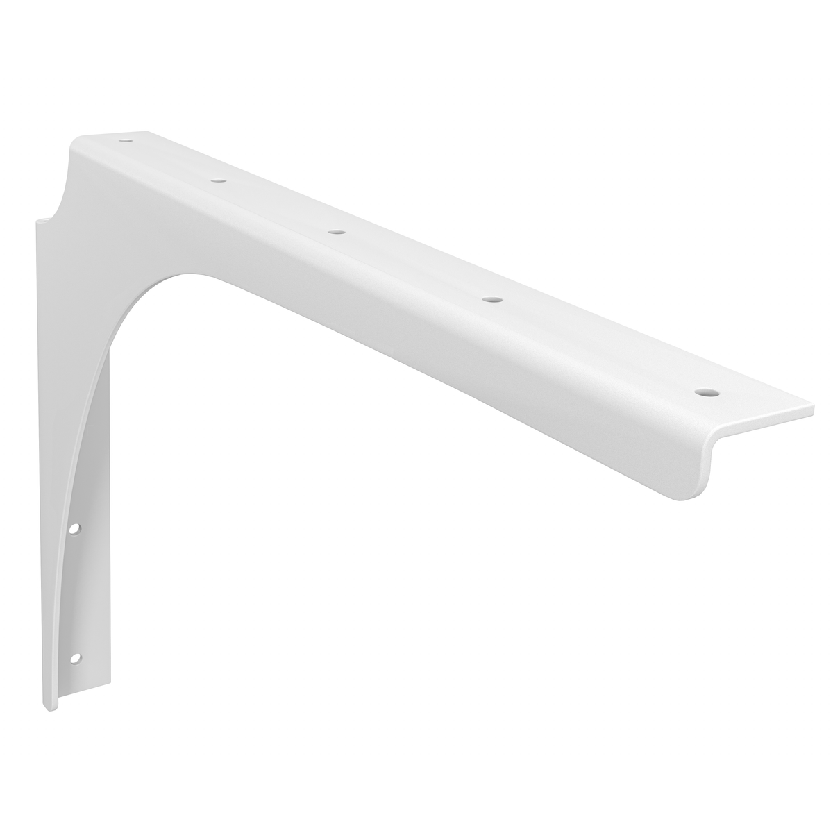 18 X 12 LEFT HAND WALL BENCH BRACKET MATTE WHITE POWDER COAT FINISH VIEW1