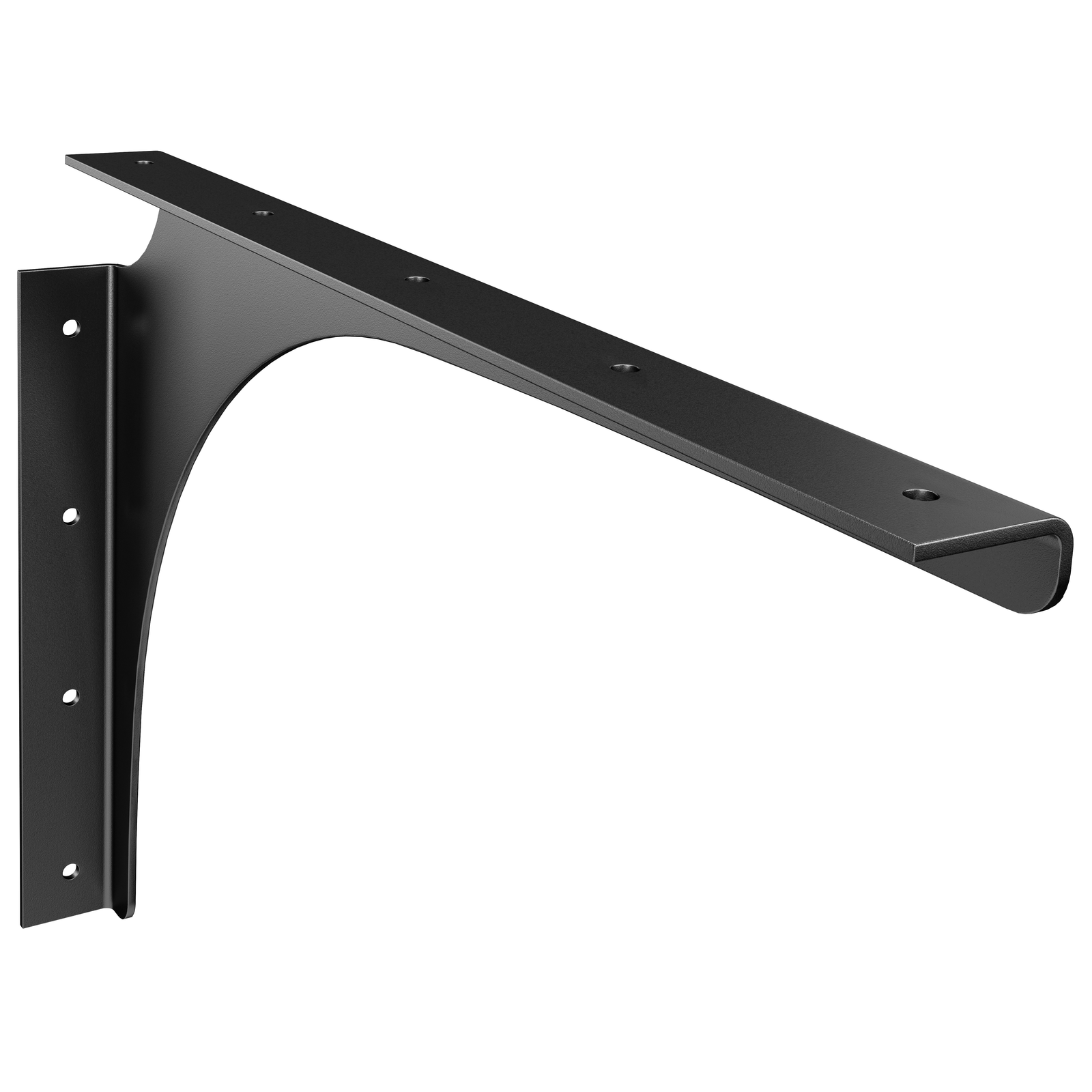 18" X 12" Right Hand Wall Mount Bench Bracket with Matte Black Powder Coat Finish View 1