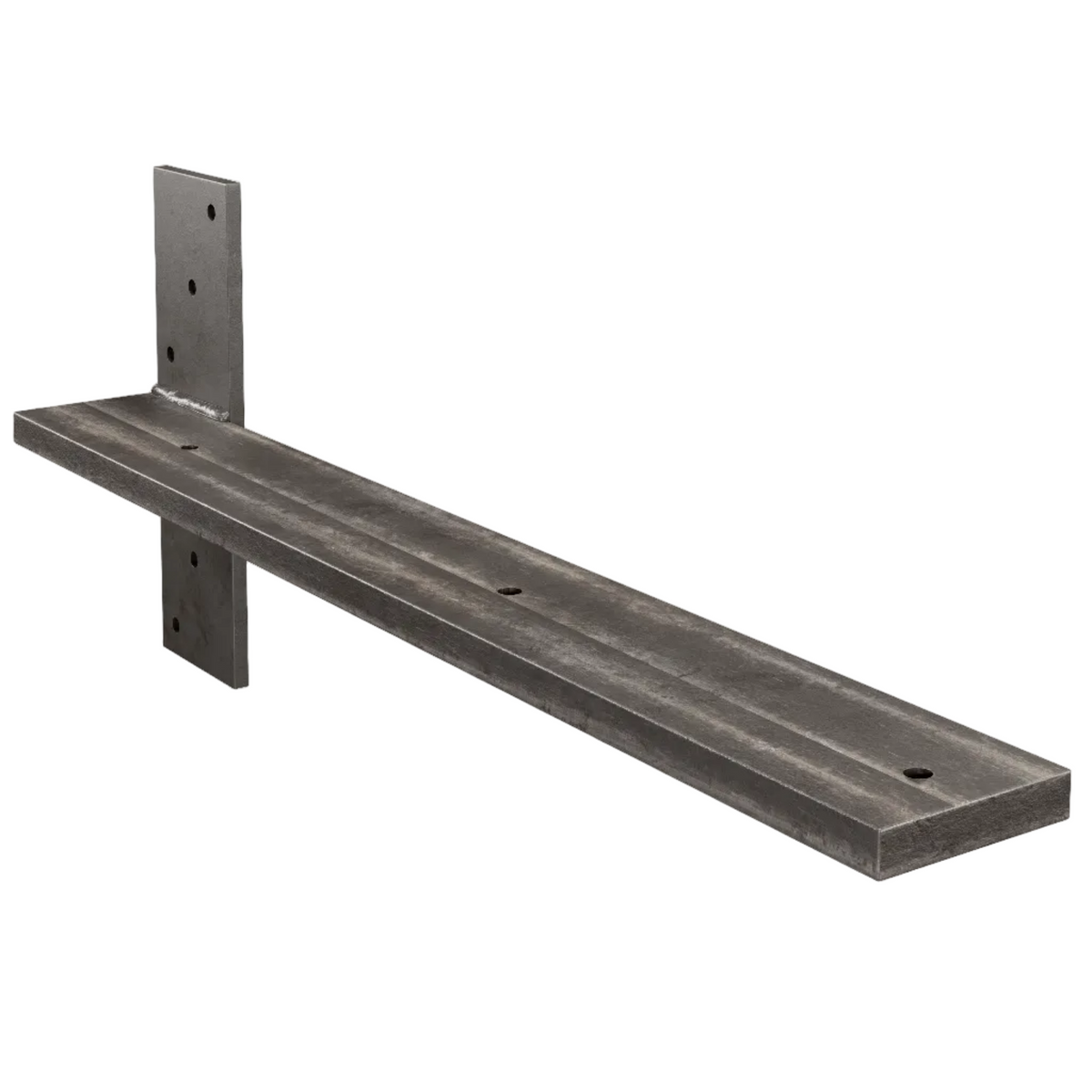 19.5-inch hidden stud mount floating countertop bracket in raw unfinished steel.