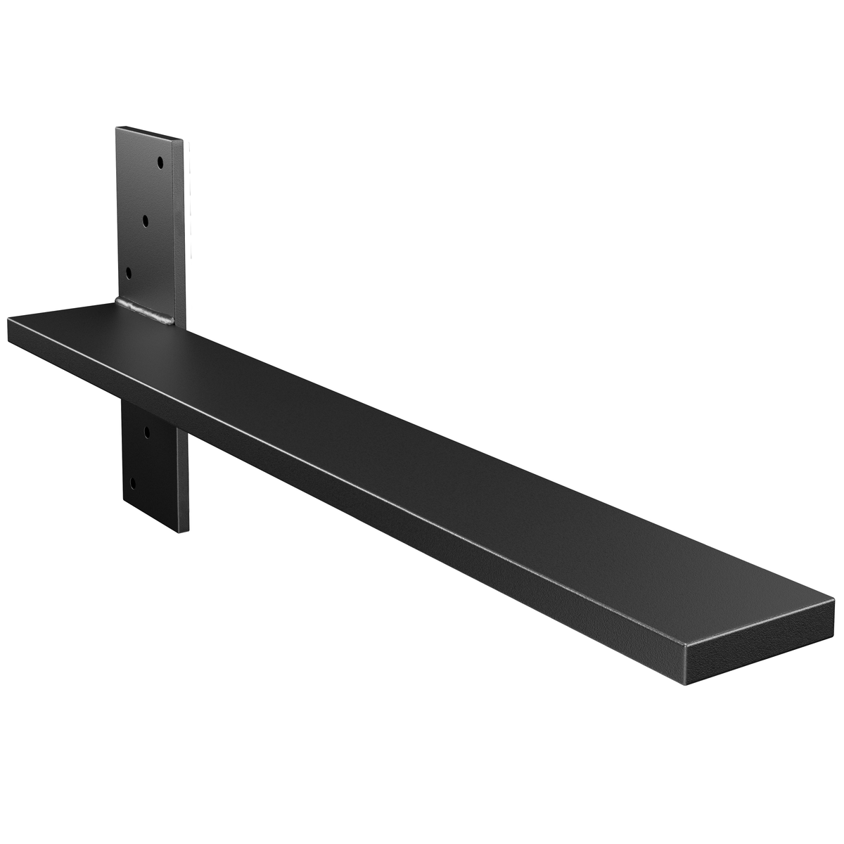 19.5" Deep Hidden Stud Mount Floating Bench Bracket Matte Black Powder Coat Finish