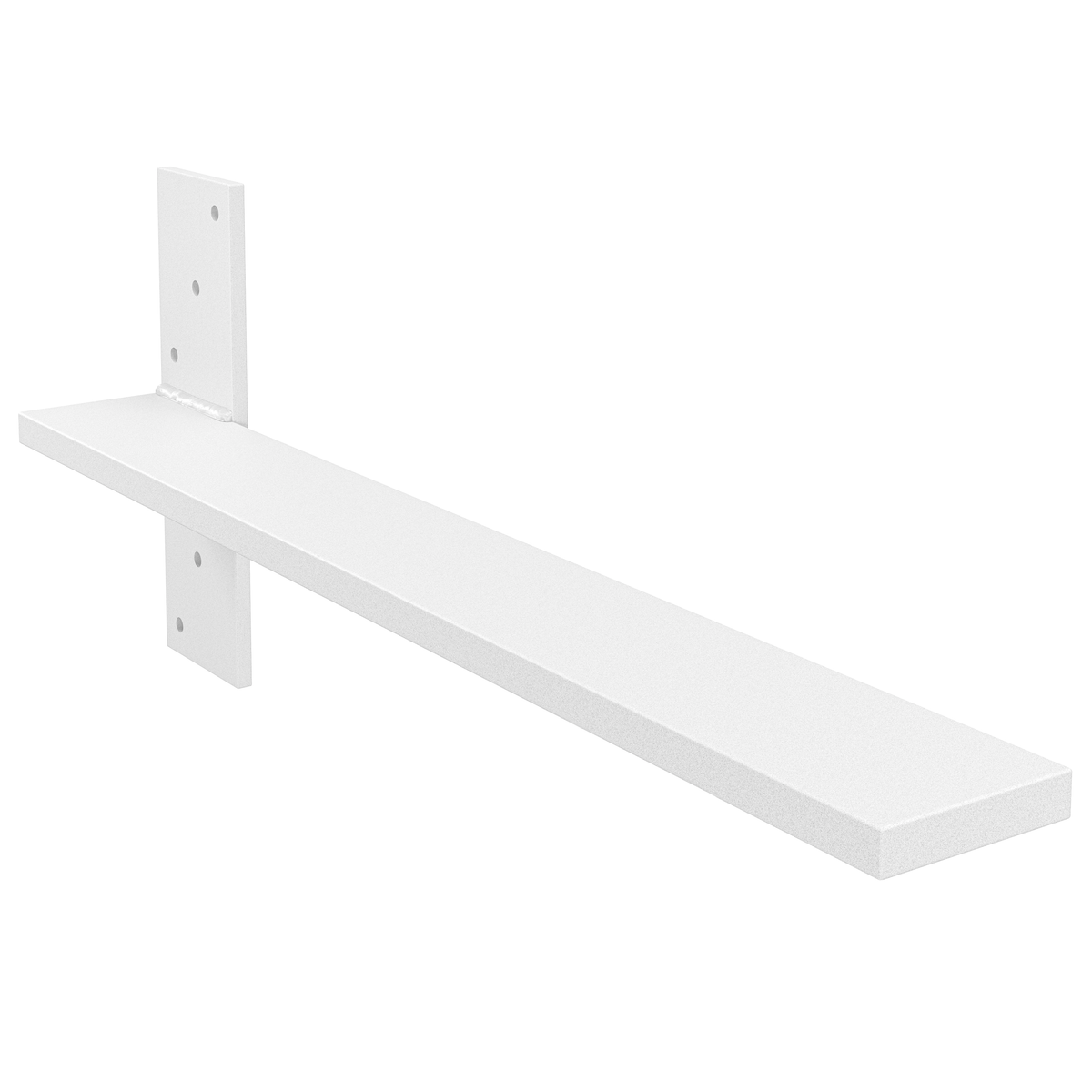 19.5" Deep Hidden Stud Mount Floating Bench Bracket Matte White Powder Coat Finish