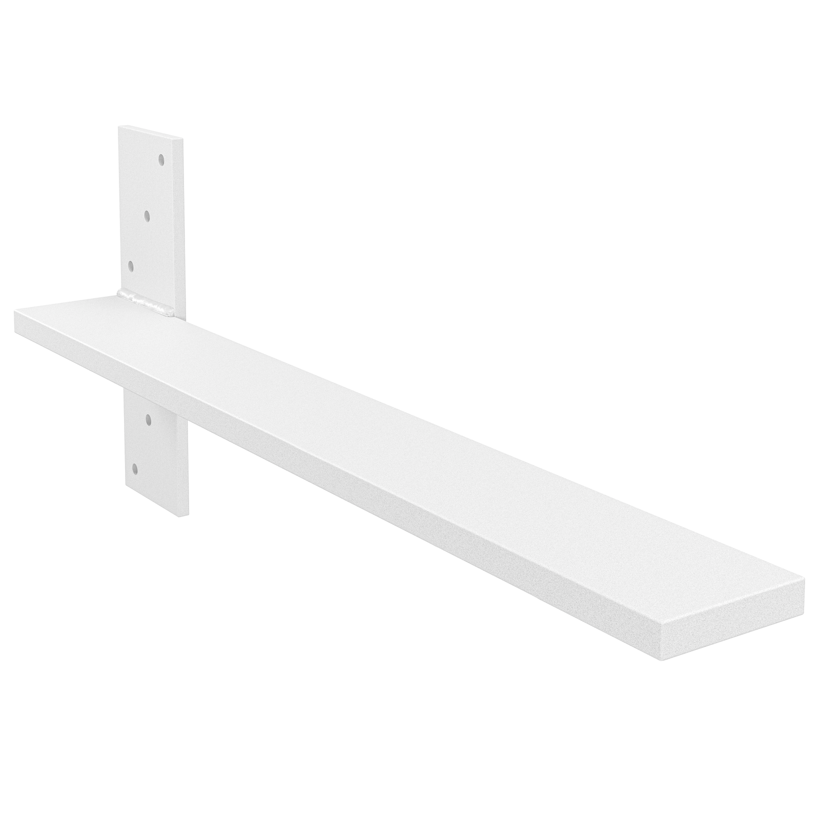 19.5" Deep Hidden Stud Mount Floating Bench Bracket Matte White Powder Coat Finish