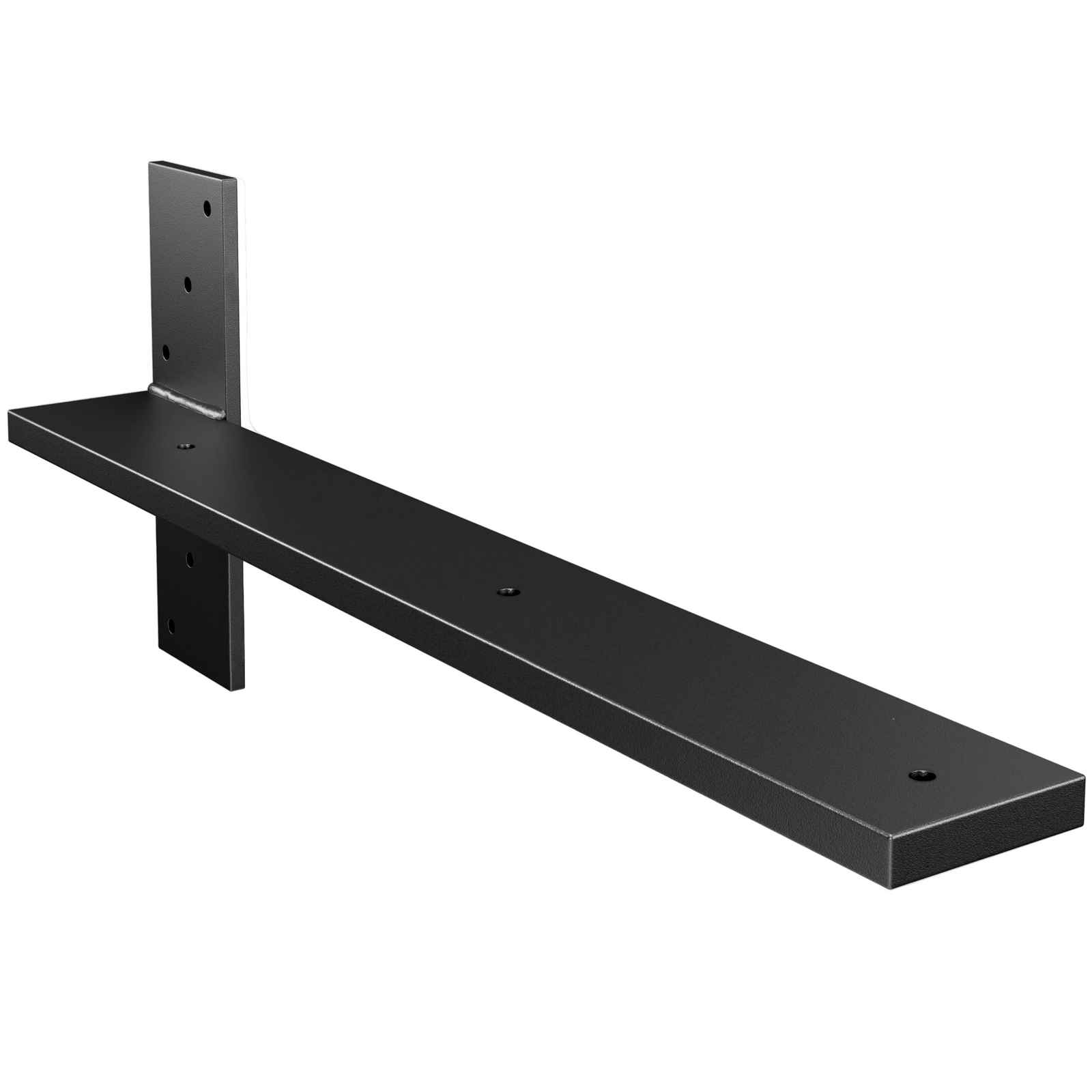 19.5-inch hidden stud mount floating countertop bracket in matte black powder coat finish.