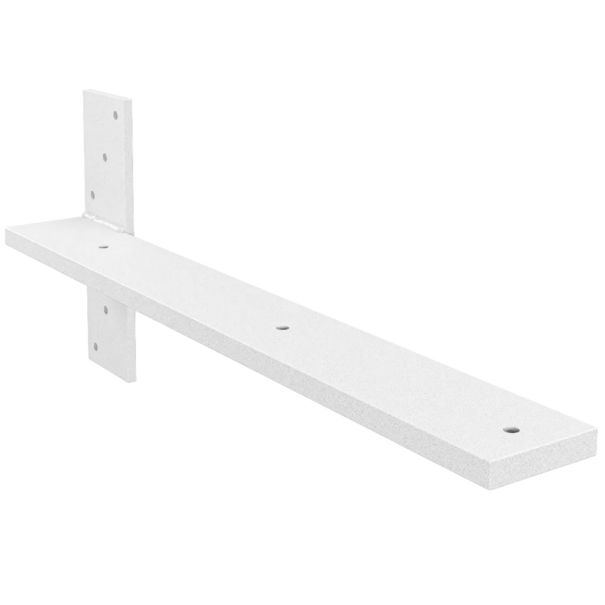 19.5-Inch Deep Hidden Stud Mount Floating Bench Bracket Matte White Powder Coat Finish