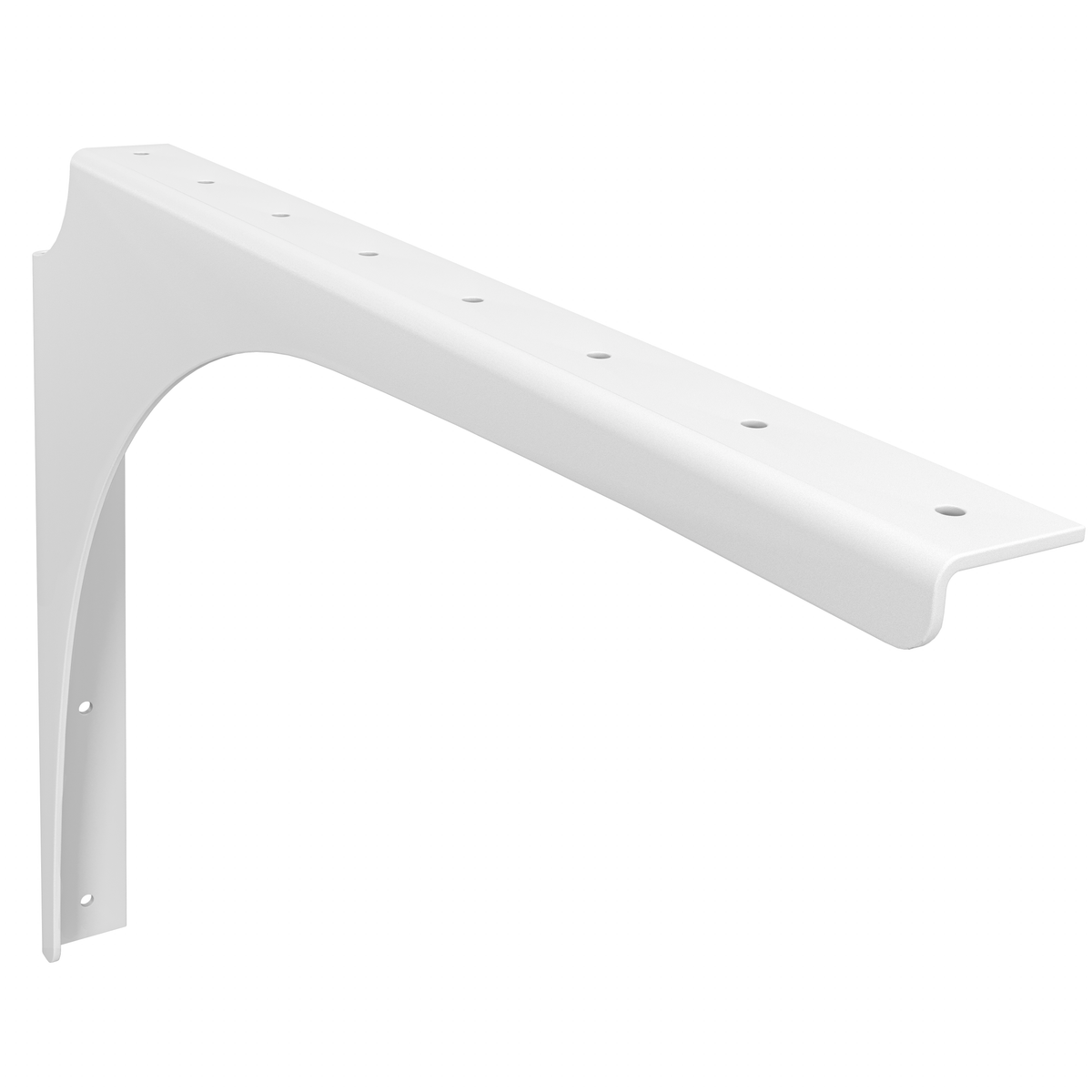 21 X 15 LEFT HAND WALL BENCH BRACKET MATTE WHITE POWDER COAT FINISH VIEW1
