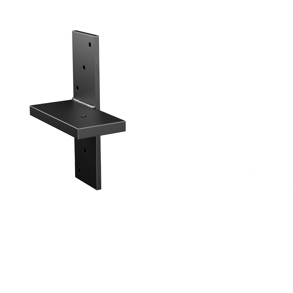 5.5-inch hidden stud mount floating countertop bracket in matte black powder coat finish