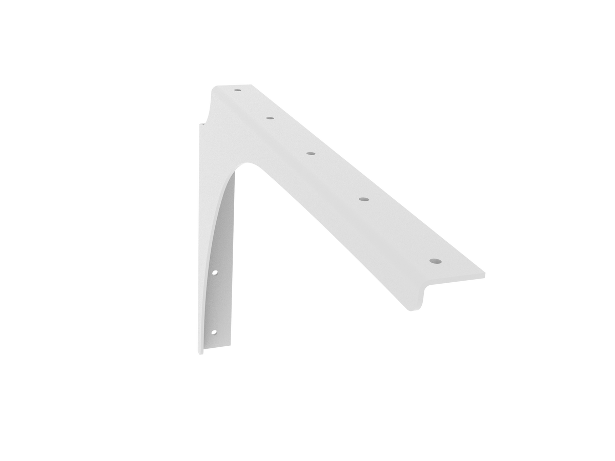 Universal Commercial Support Bracket - 18" x 12" with White Powder Coat Finish. Supports floating ADA-compliant vanities, desks, shelving, countertops, and more.