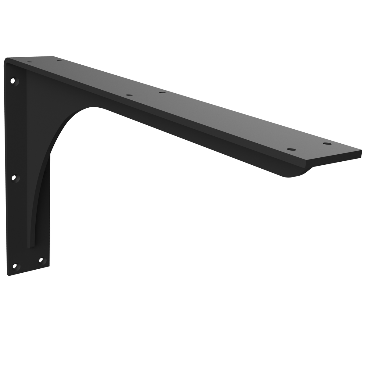Heavy-duty front mount L bracket with a reinforced gusset and pre-drilled holes for secure countertop support 20" x 12" size. 