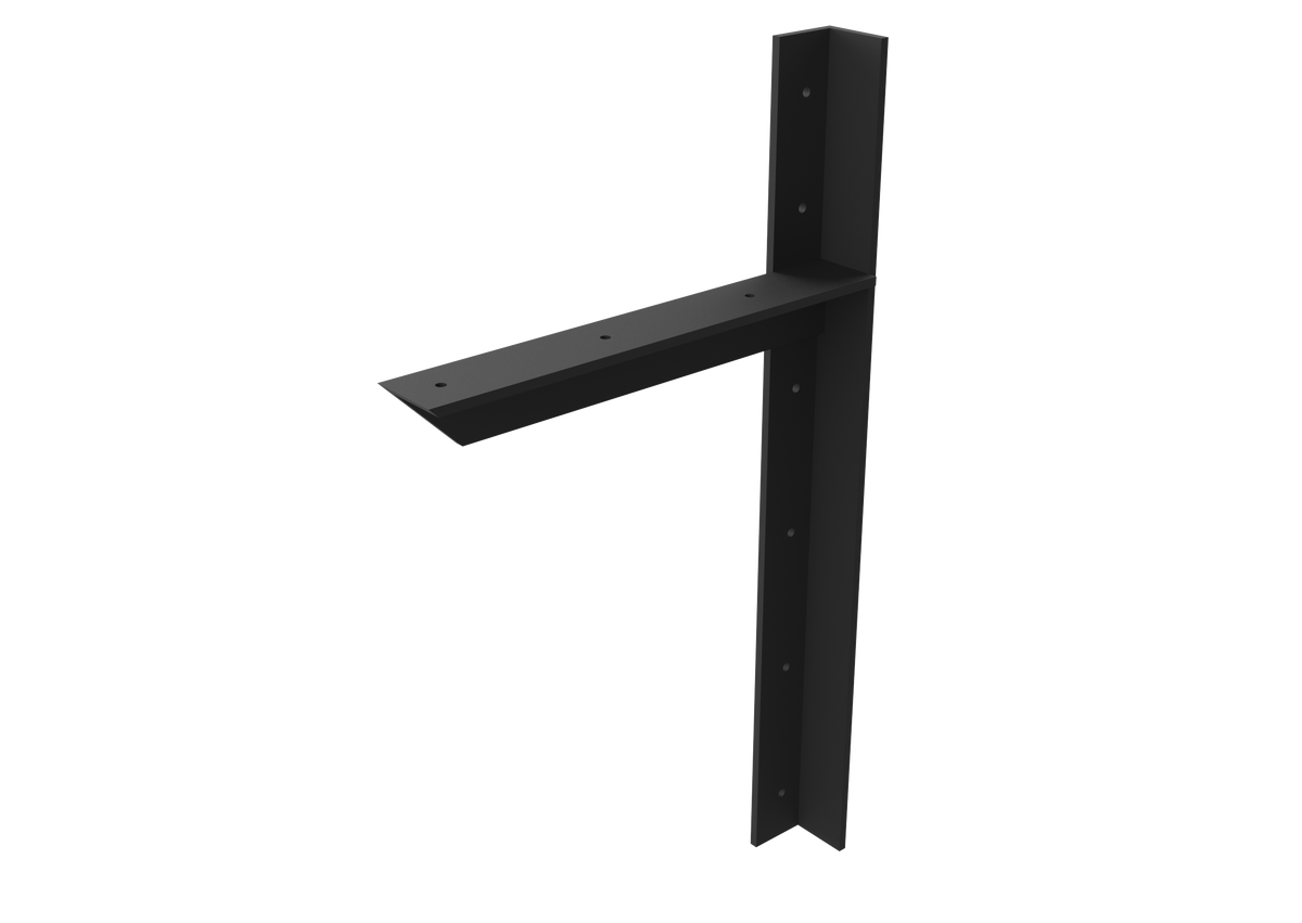 12" X 24" Right Hand Wall Heavy Duty Vanity Bracket with Matte Black Powder Coat Finish.