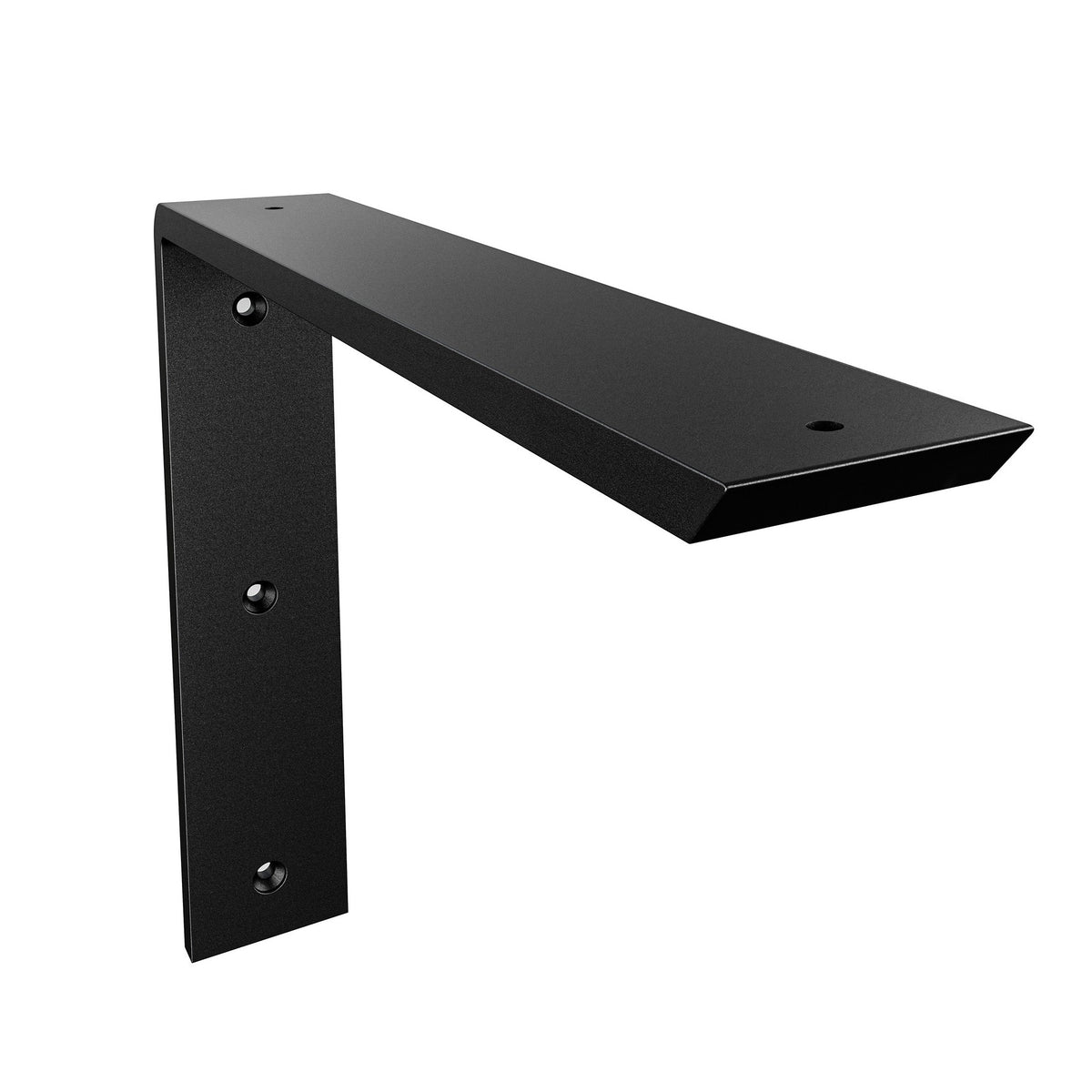 Standard Front Mount Countertop L Bracket in sleek black finish. Versatile support for various applications.