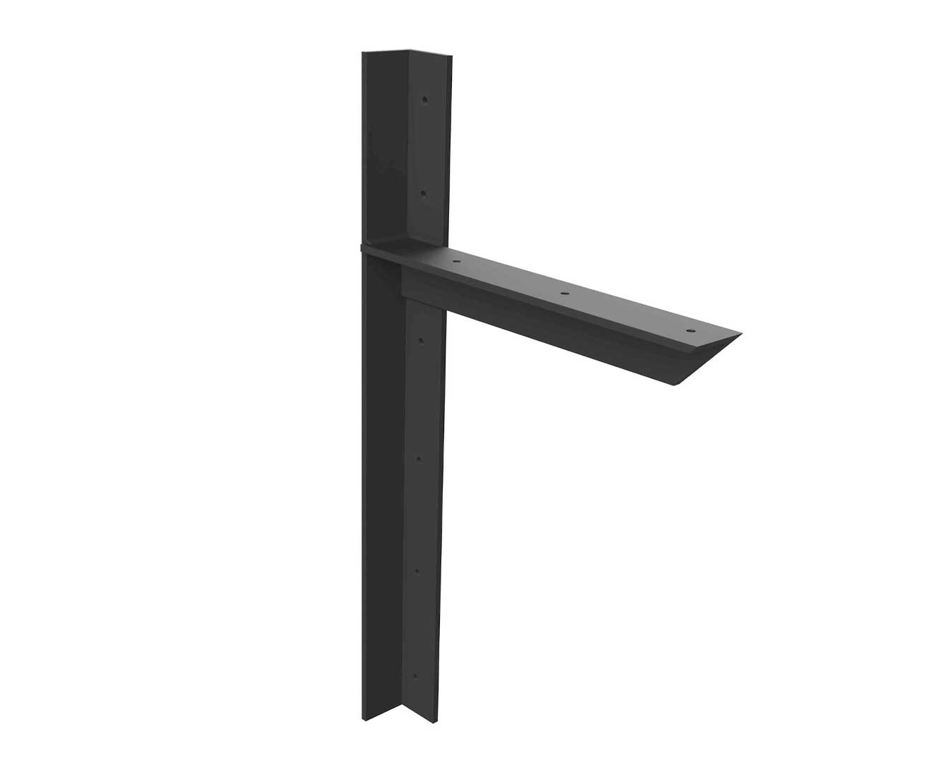 12" X 24" Left Hand Wall Heavy Duty Vanity Bracket with Matte Black Powder Coat Finish.