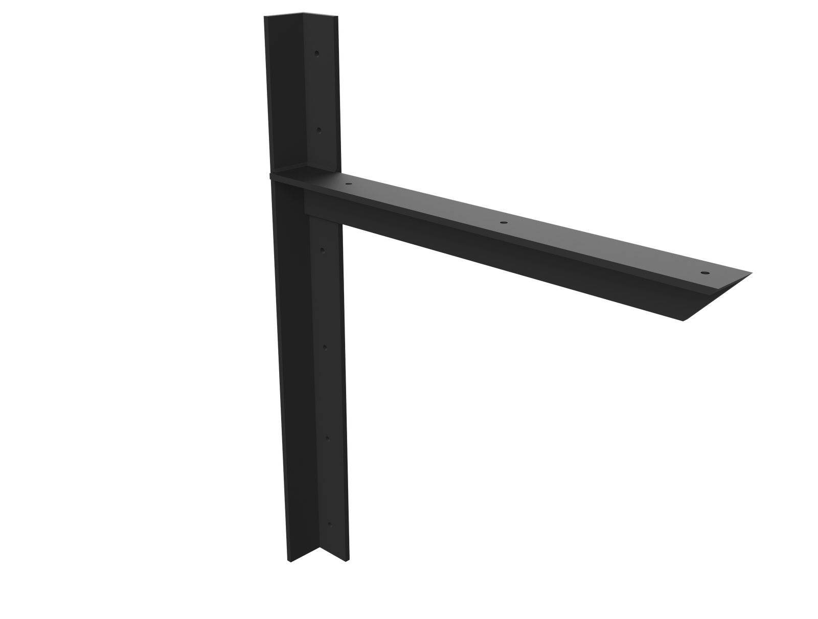 18" X 18" Left Hand Wall Heavy Duty Vanity Bracket with Matte Black Powder Coat Finish.