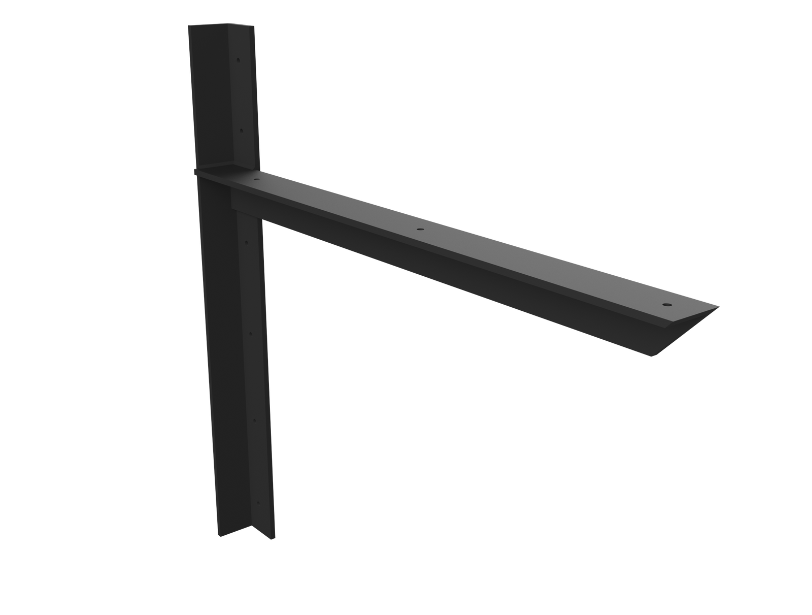 24" X 18" Left Hand Wall Heavy Duty Vanity Bracket with Matte Black Powder Coat Finish.