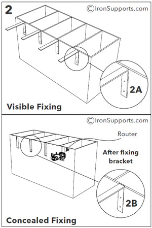 kitchen island bracket installation diagram L-brackets toe-kick space
