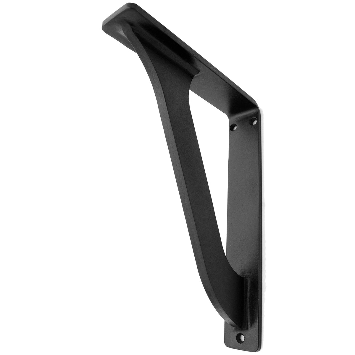 Our Portland Iron Shelf Bracket with black iron finish a shelf bracket available in 3 bracket sizes and 7 custom iron finishes