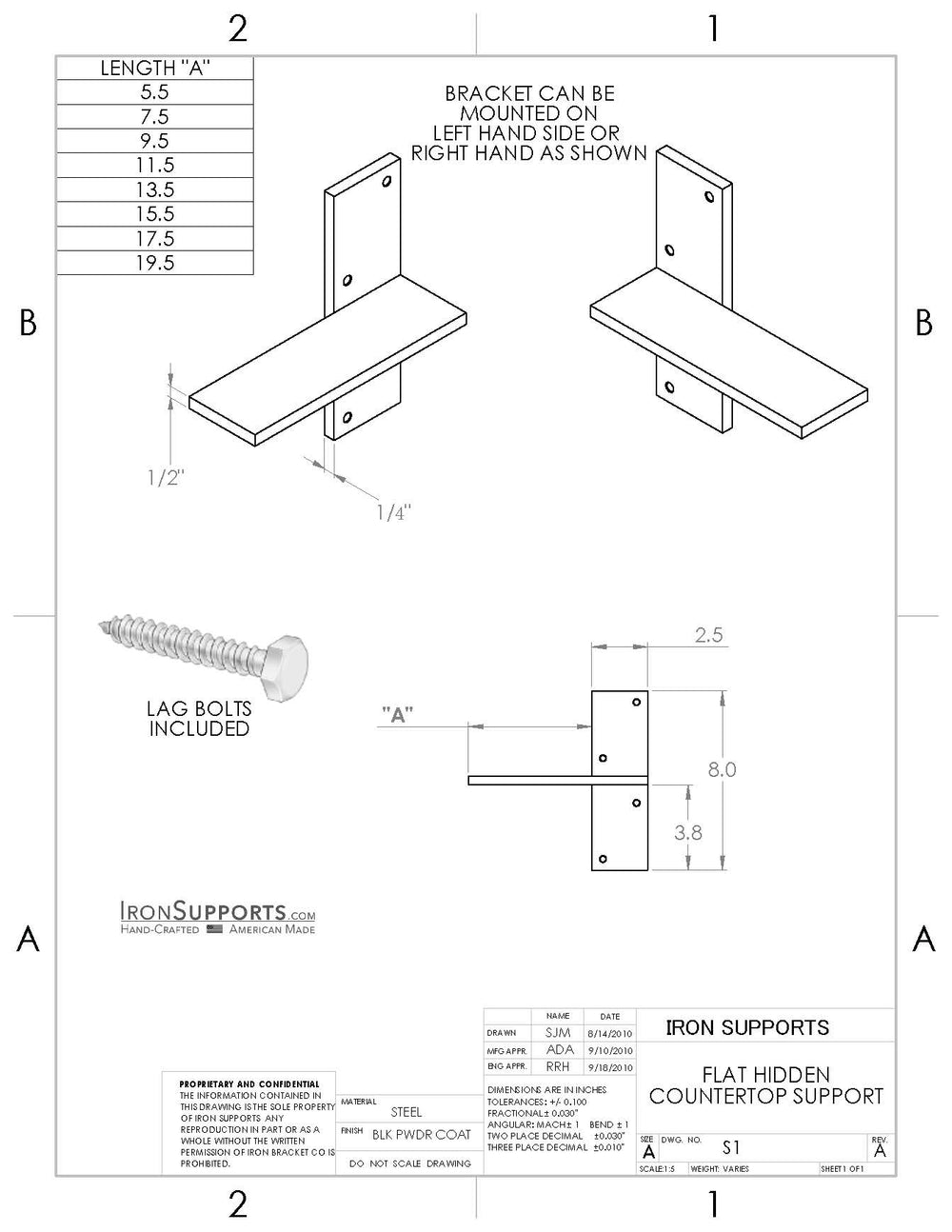 Floating Countertop Wall Bracket | Create a Floating Desk or Bar - Iron ...