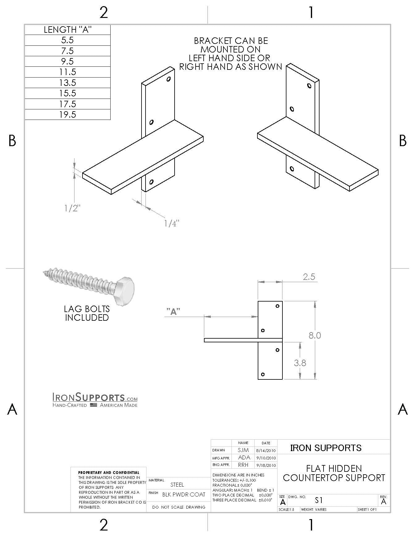 Floating Bar Support Floating Countertop Wall Bracket | Create a Floating Desk or Bar - Iron ...